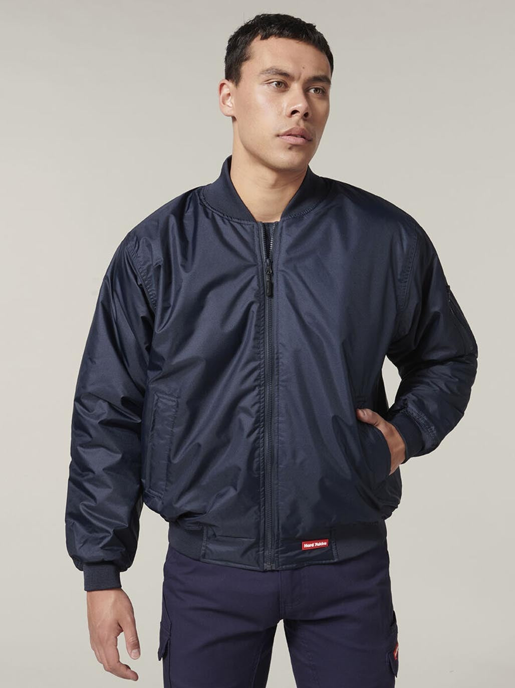 Hard Yakka Waterproof Bomber Jacket Quilted Lined Workwear Navy Y06680