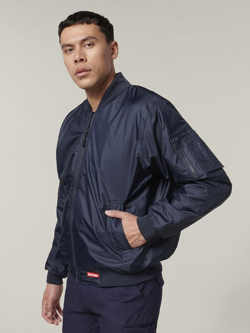 Hard Yakka Waterproof Bomber Jacket Quilted Lined Workwear Navy Y06680