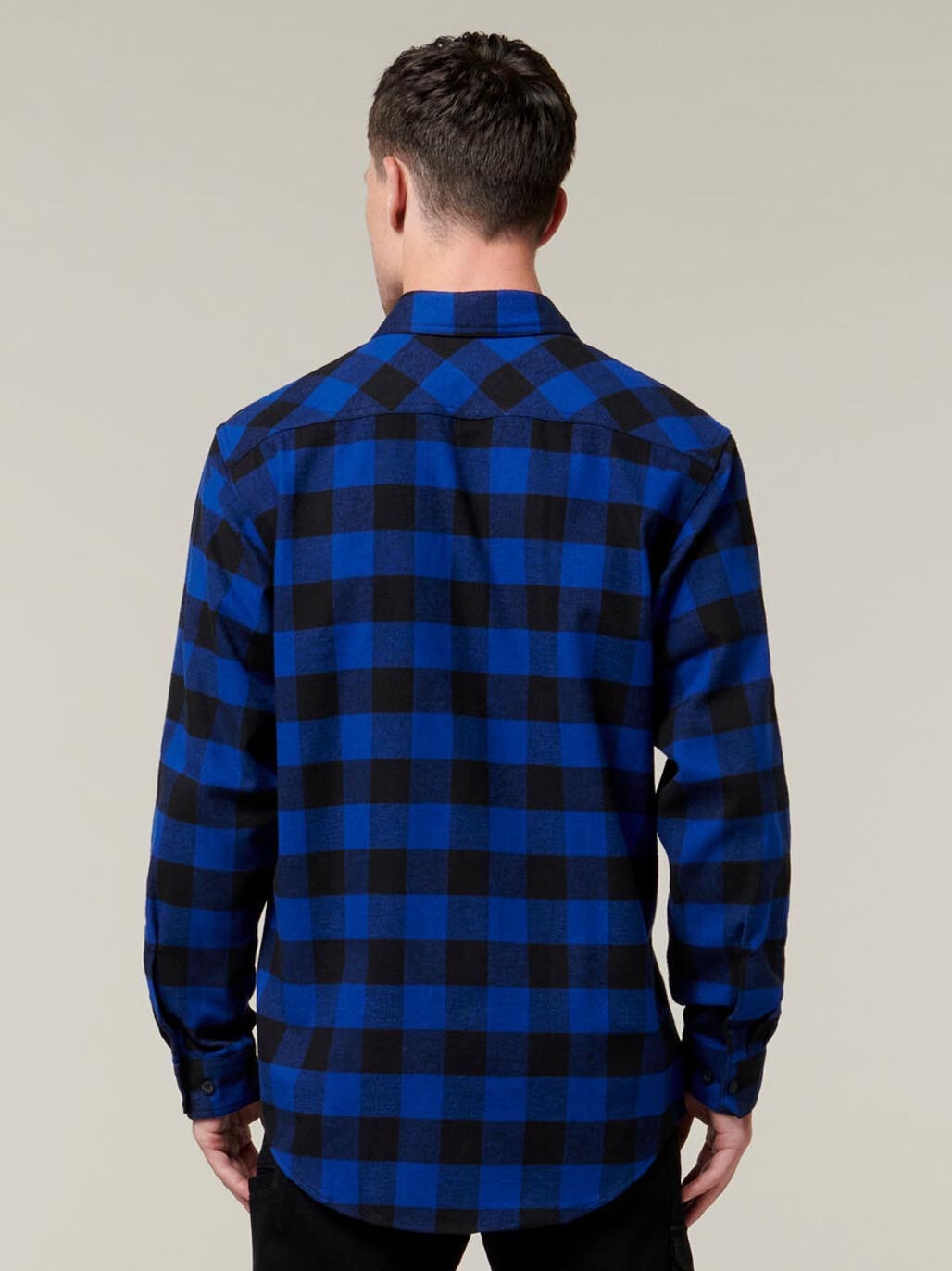 Hard Yakka Long Sleeve Check Flannel Cotton Work Shirt Durable CHECK/BLUE Y07295
