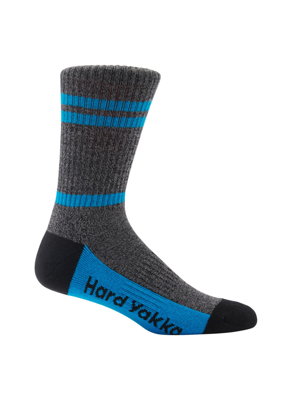 Hard Yakka Womens 3Pk Crew Socks Cotton Stretch Work Socks 3-8 BLUE/BLACK MARLE Y08606