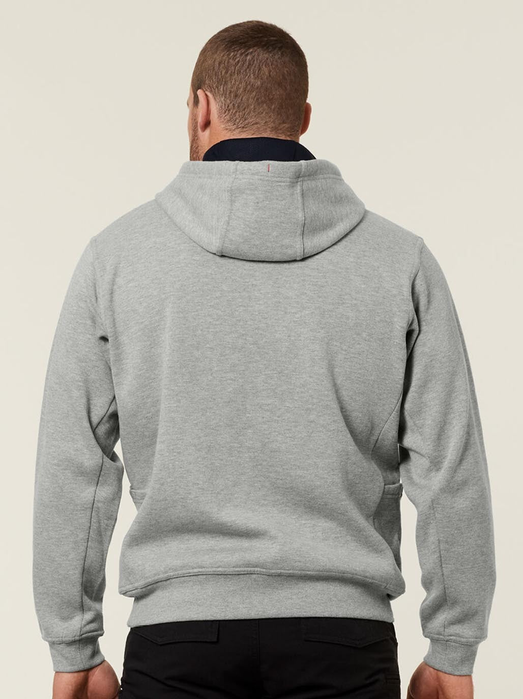 Hard Yakka Brushed Fleece Workwear Hoodie Utility Pocket Jumper GREY MARLY Y19326
