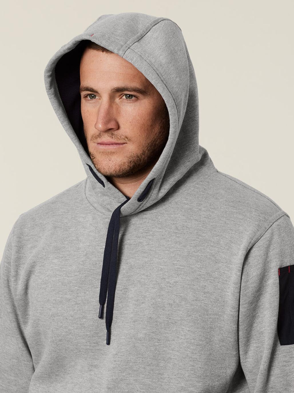 Hard Yakka Brushed Fleece Workwear Hoodie Utility Pocket Jumper GREY MARLY Y19326