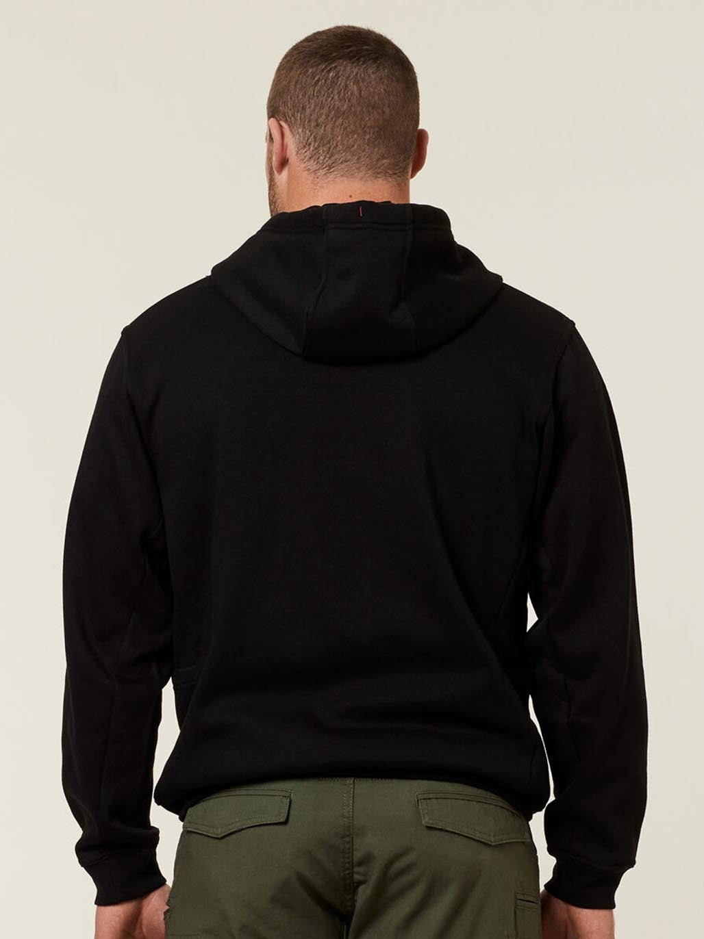 Hard Yakka Brushed Fleece Workwear Hoodie Utility Pocket Jumper Black Y19326