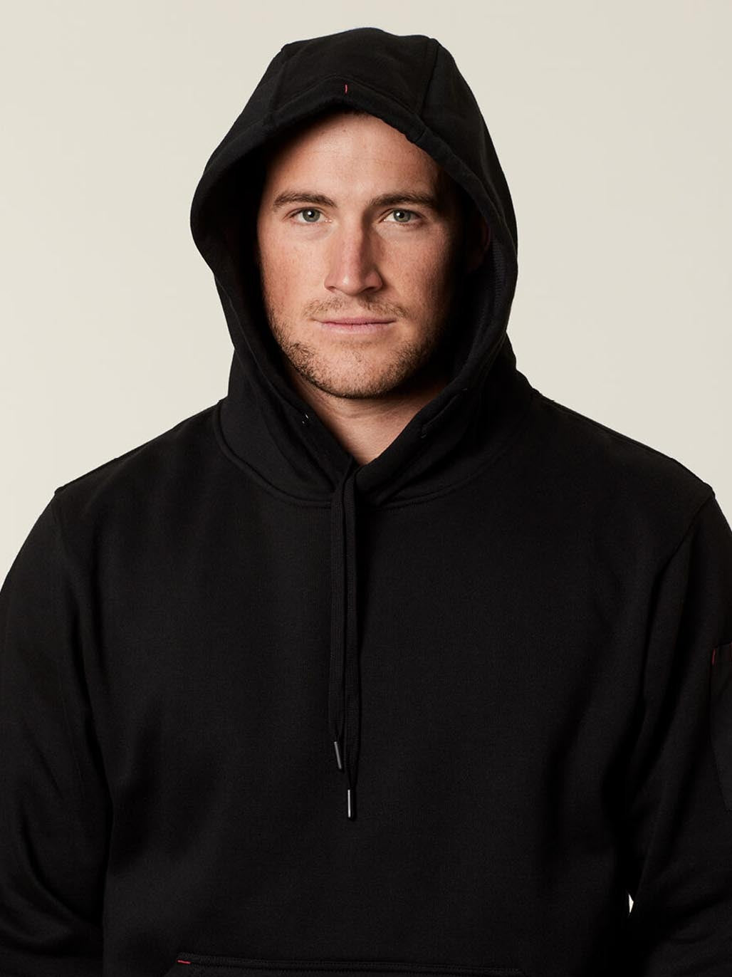 Hard Yakka Brushed Fleece Workwear Hoodie Utility Pocket Jumper Black Y19326