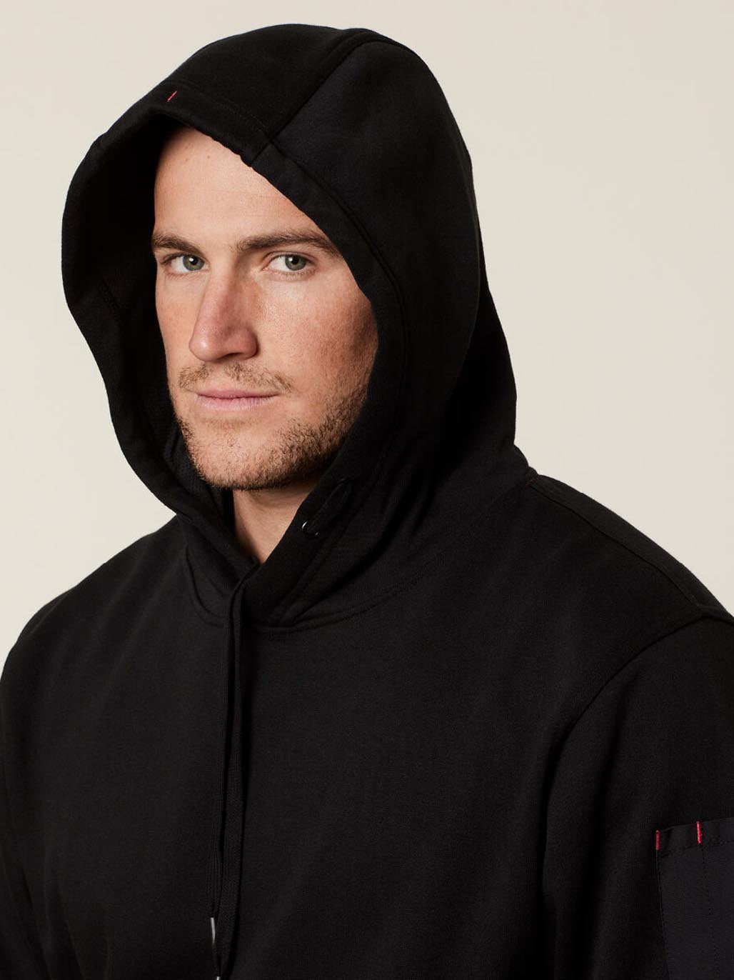 Hard Yakka Brushed Fleece Workwear Hoodie Utility Pocket Jumper Black Y19326