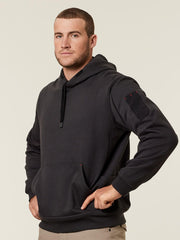 Hard Yakka Brushed Fleece Workwear Hoodie Utility Pocket Jumper CHARCOAL Y19326
