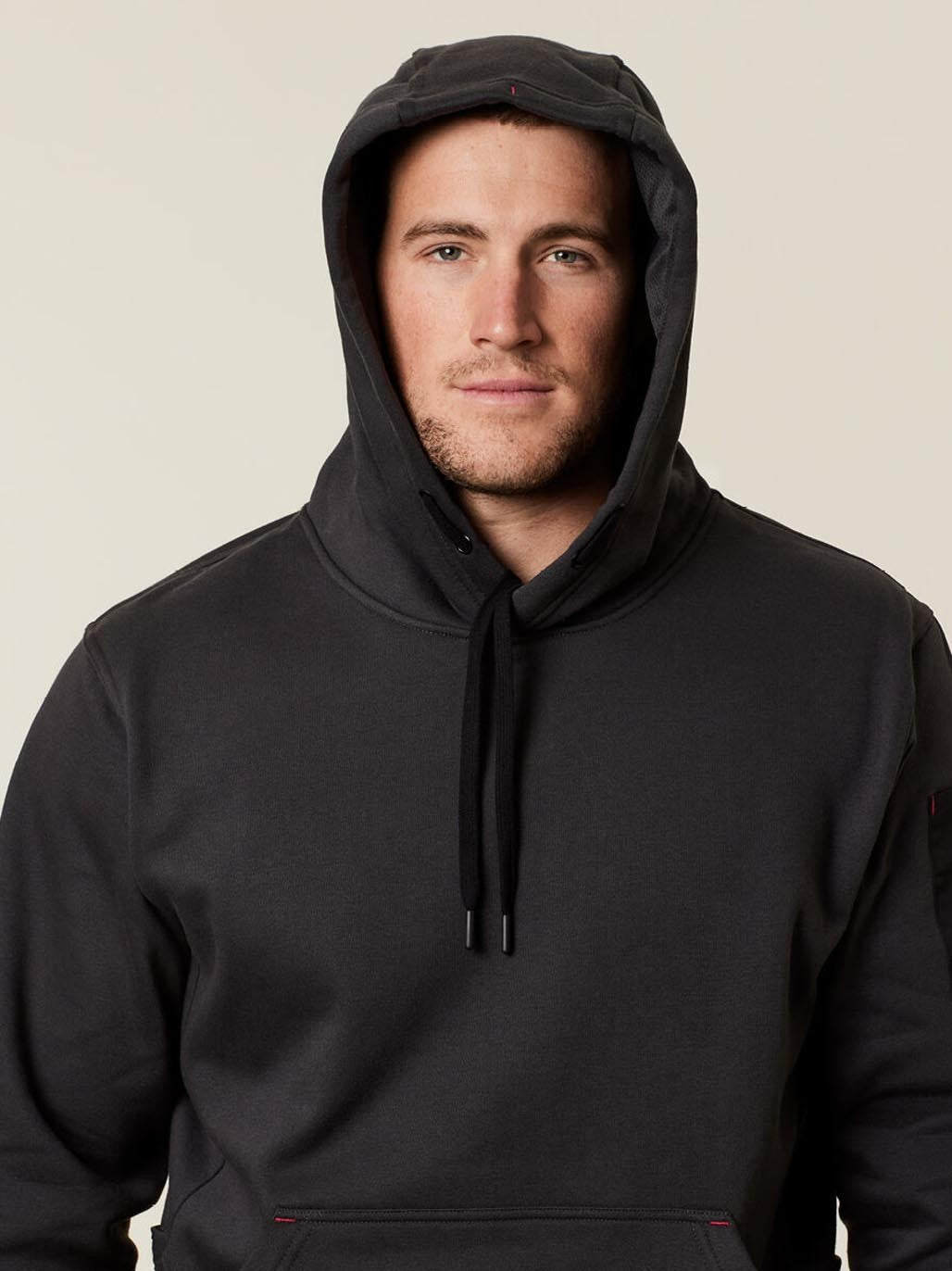 Hard Yakka Brushed Fleece Workwear Hoodie Utility Pocket Jumper CHARCOAL Y19326