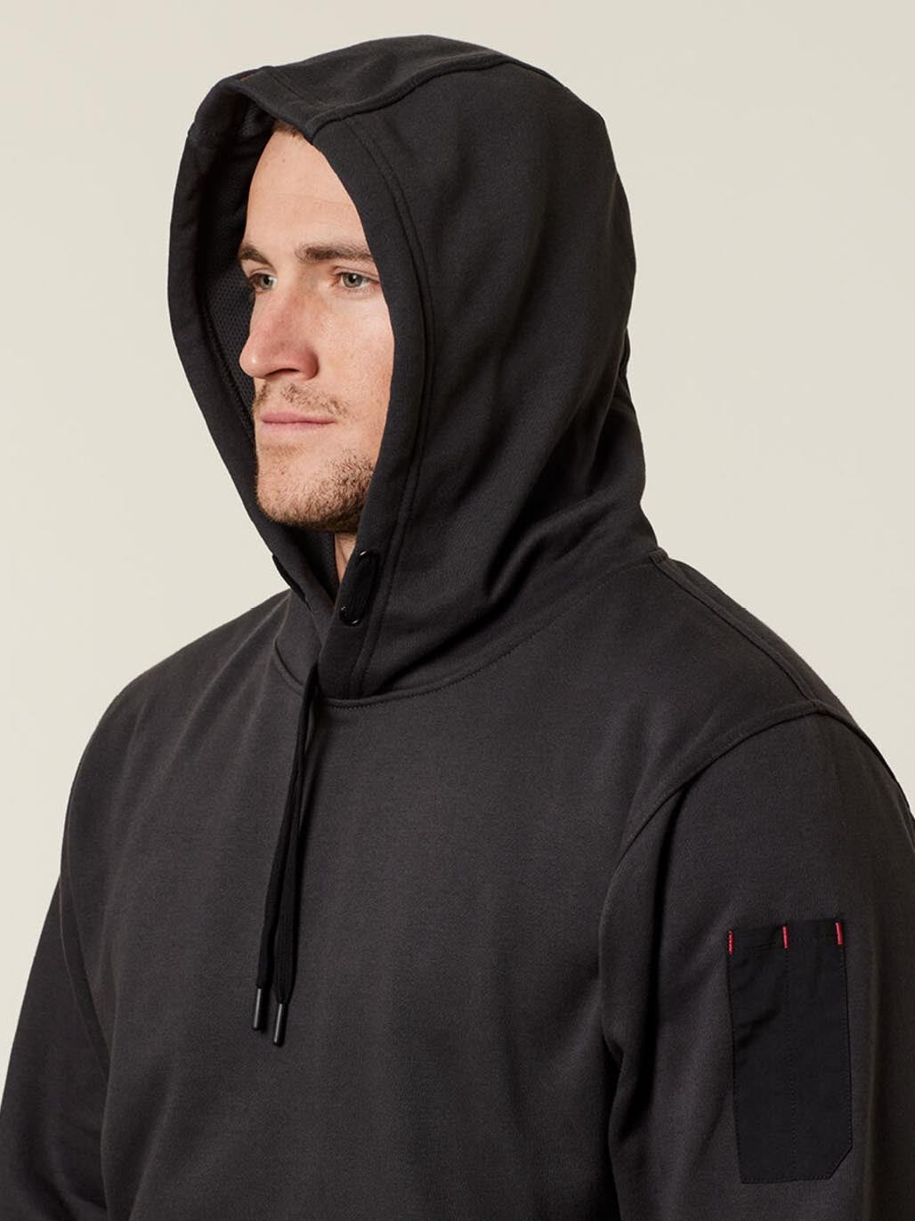 Hard Yakka Brushed Fleece Workwear Hoodie Utility Pocket Jumper CHARCOAL Y19326