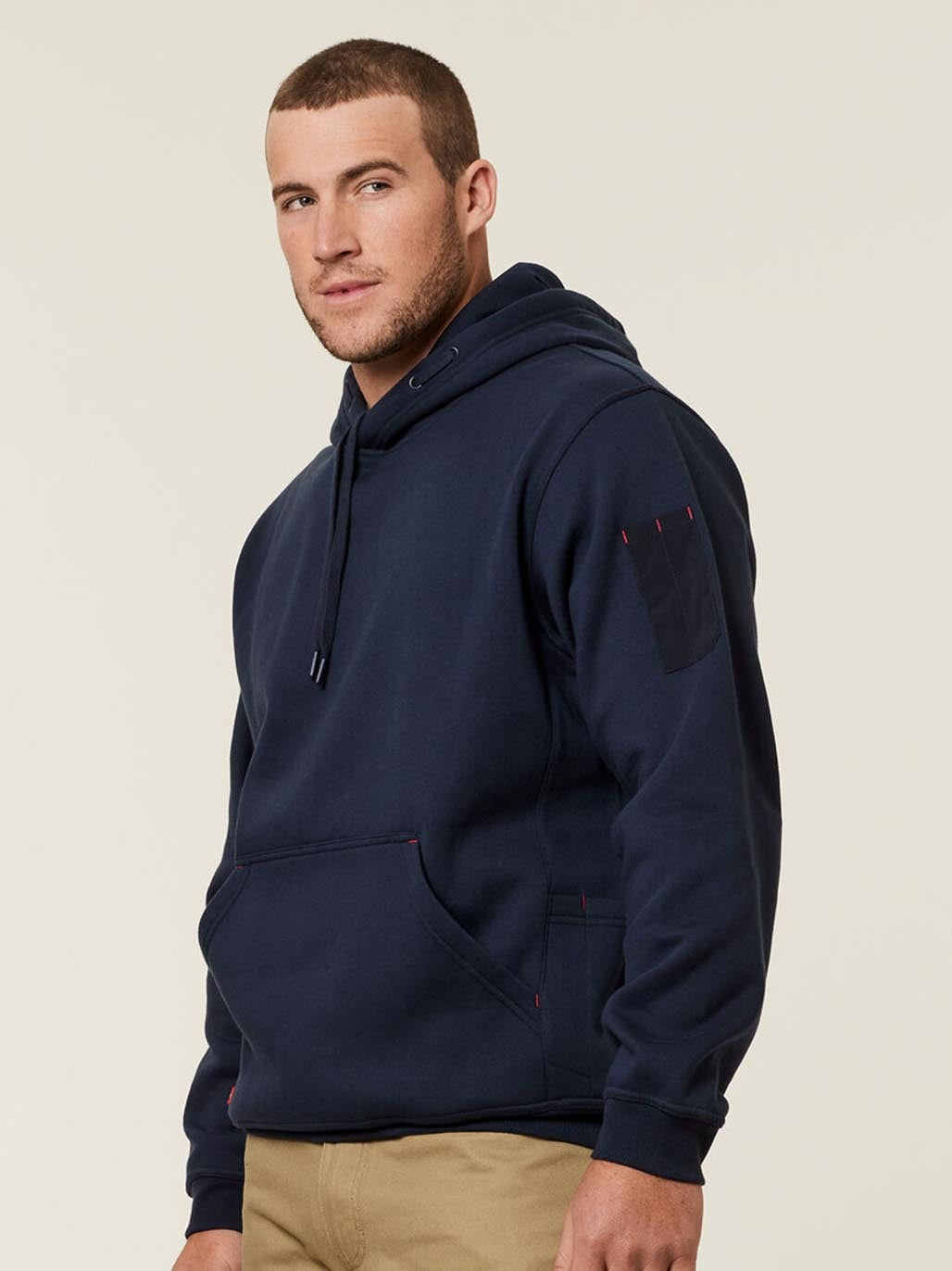 Hard Yakka Brushed Fleece Workwear Hoodie Utility Pocket Jumper Navy Y19326