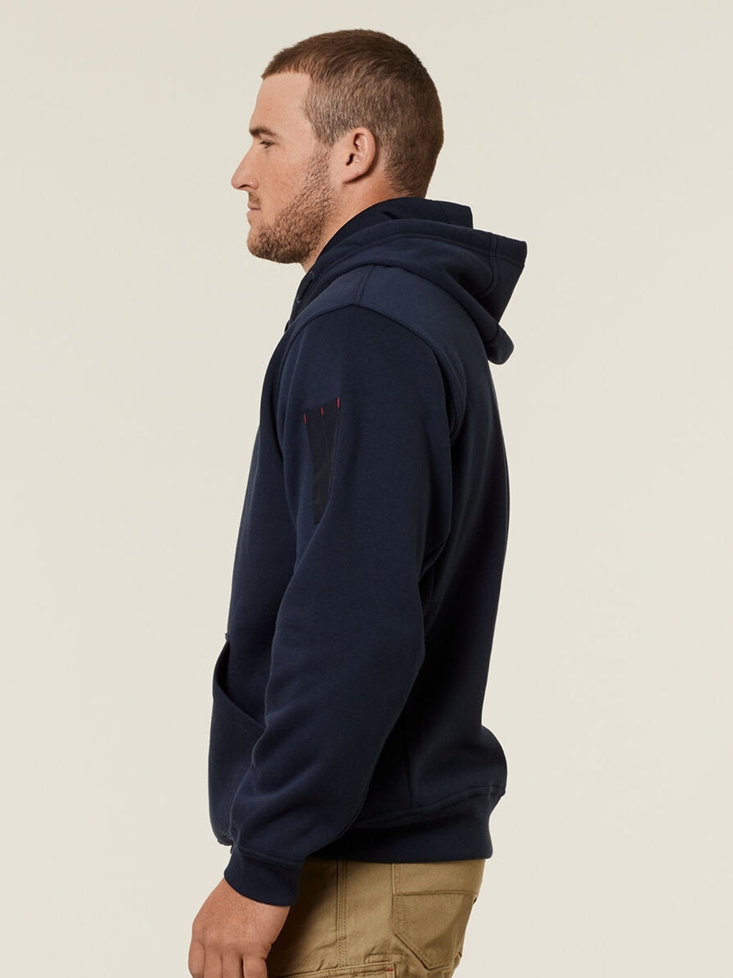 Hard Yakka Brushed Fleece Workwear Hoodie Utility Pocket Jumper Navy Y19326