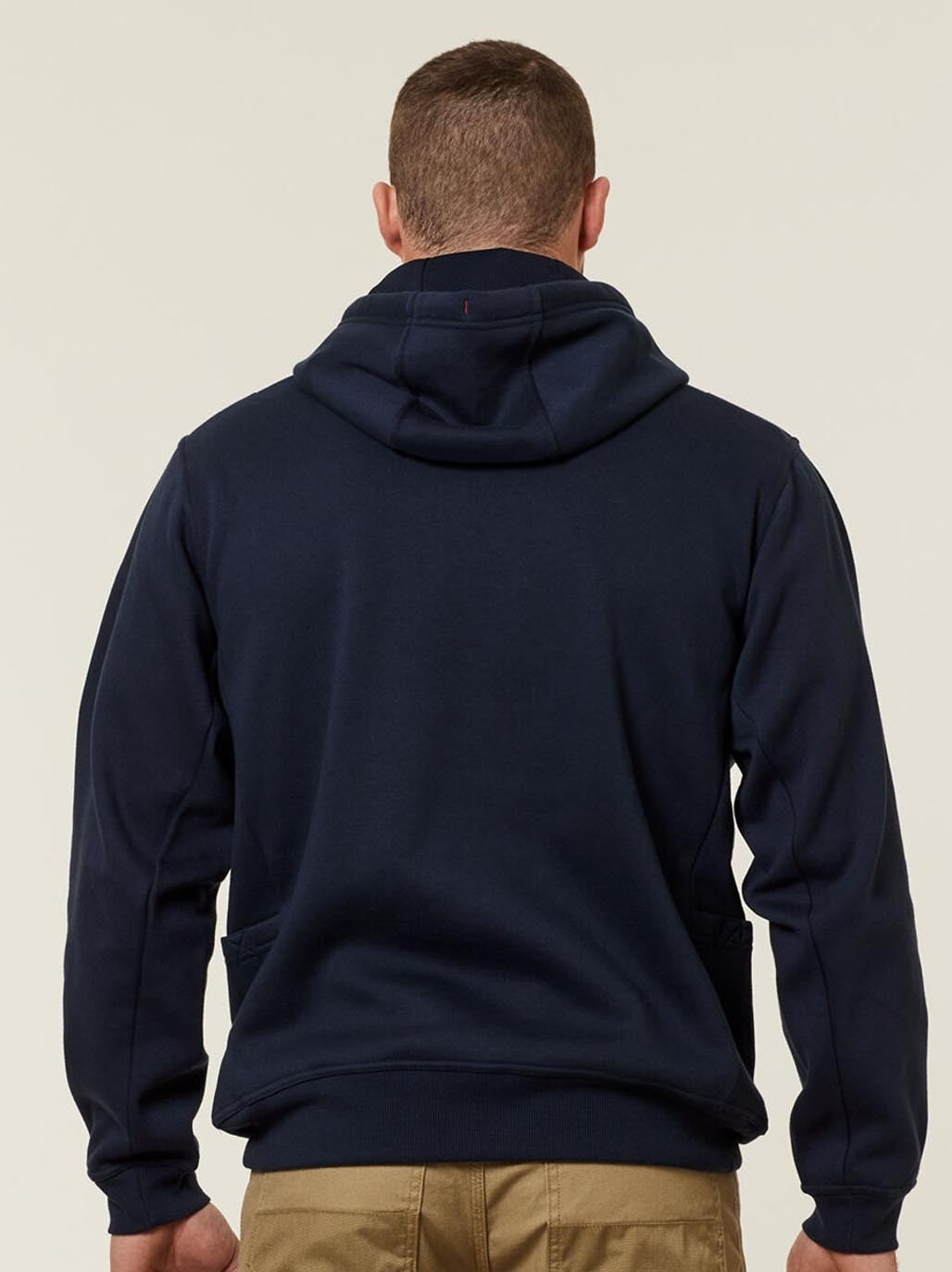 Hard Yakka Brushed Fleece Workwear Hoodie Utility Pocket Jumper Navy Y19326