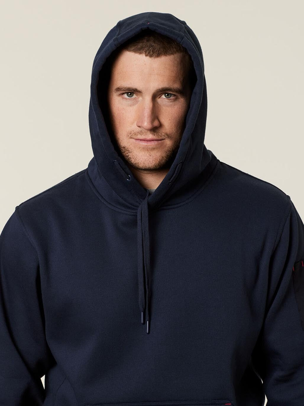 Hard Yakka Brushed Fleece Workwear Hoodie Utility Pocket Jumper Navy Y19326