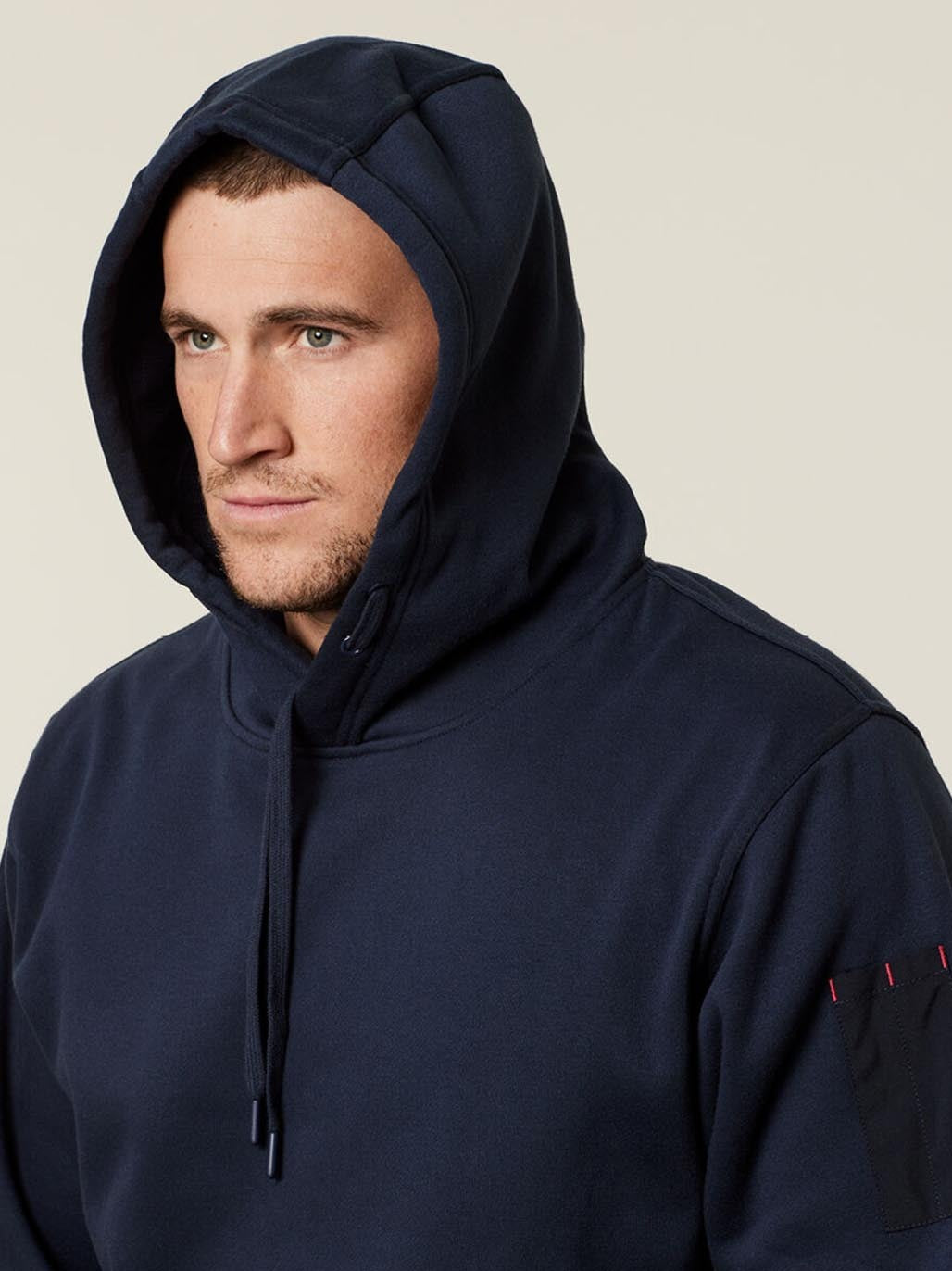 Hard Yakka Brushed Fleece Workwear Hoodie Utility Pocket Jumper Navy Y19326