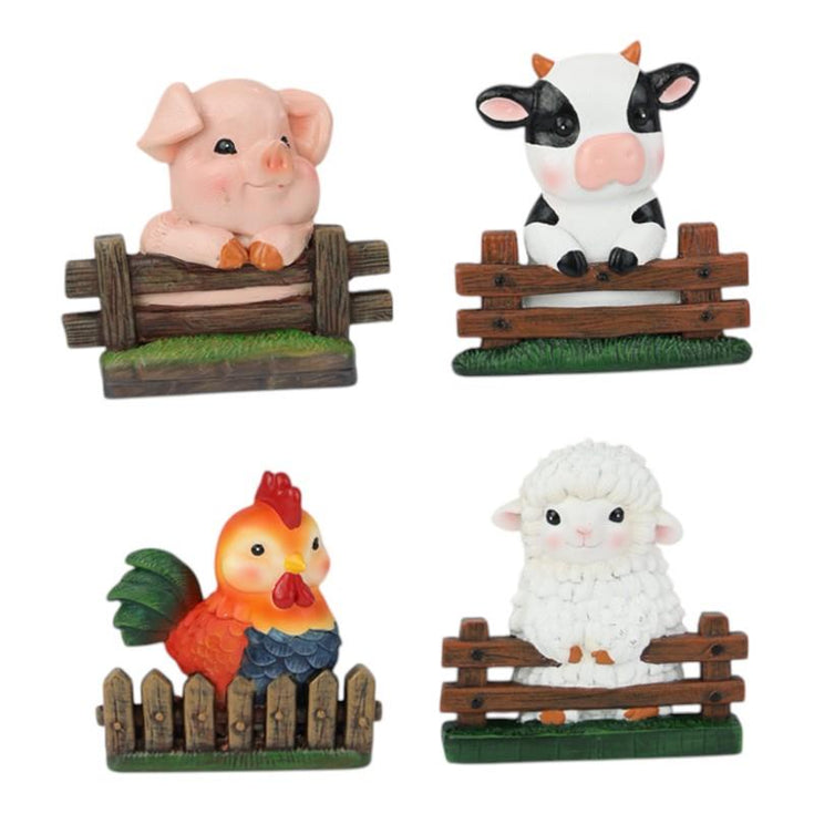 9cm Farmyard Animal Magnets Cow Pig Rooster Sheep Set MAGFARML
