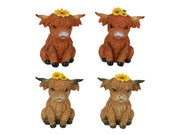 9cm Sitting Highland Cow With Sunflowers Asstd - Land to Coast