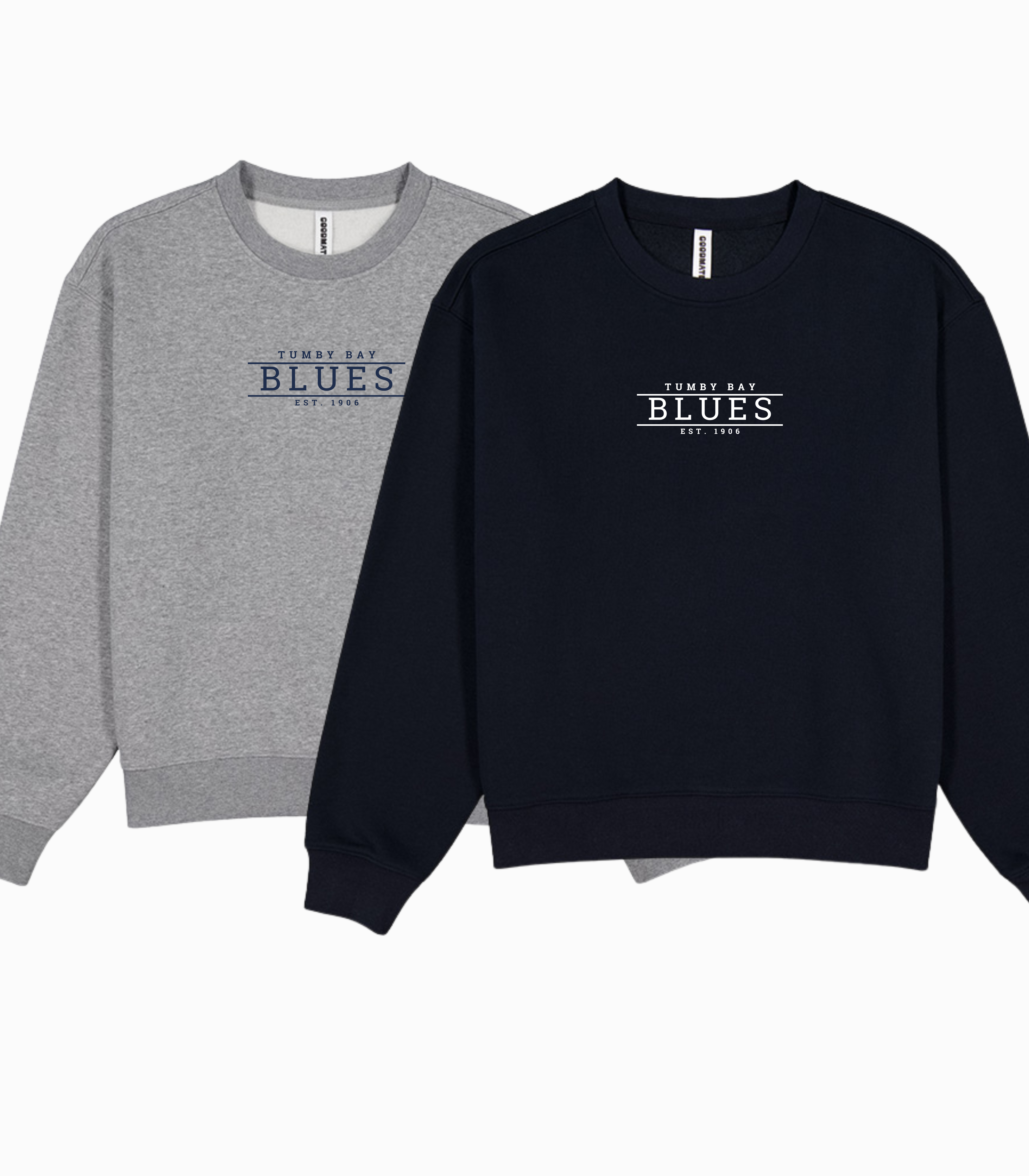 Tumby Bay Blues Womens Everyday Crew jumper Navy, Grey Embroidered X2007W