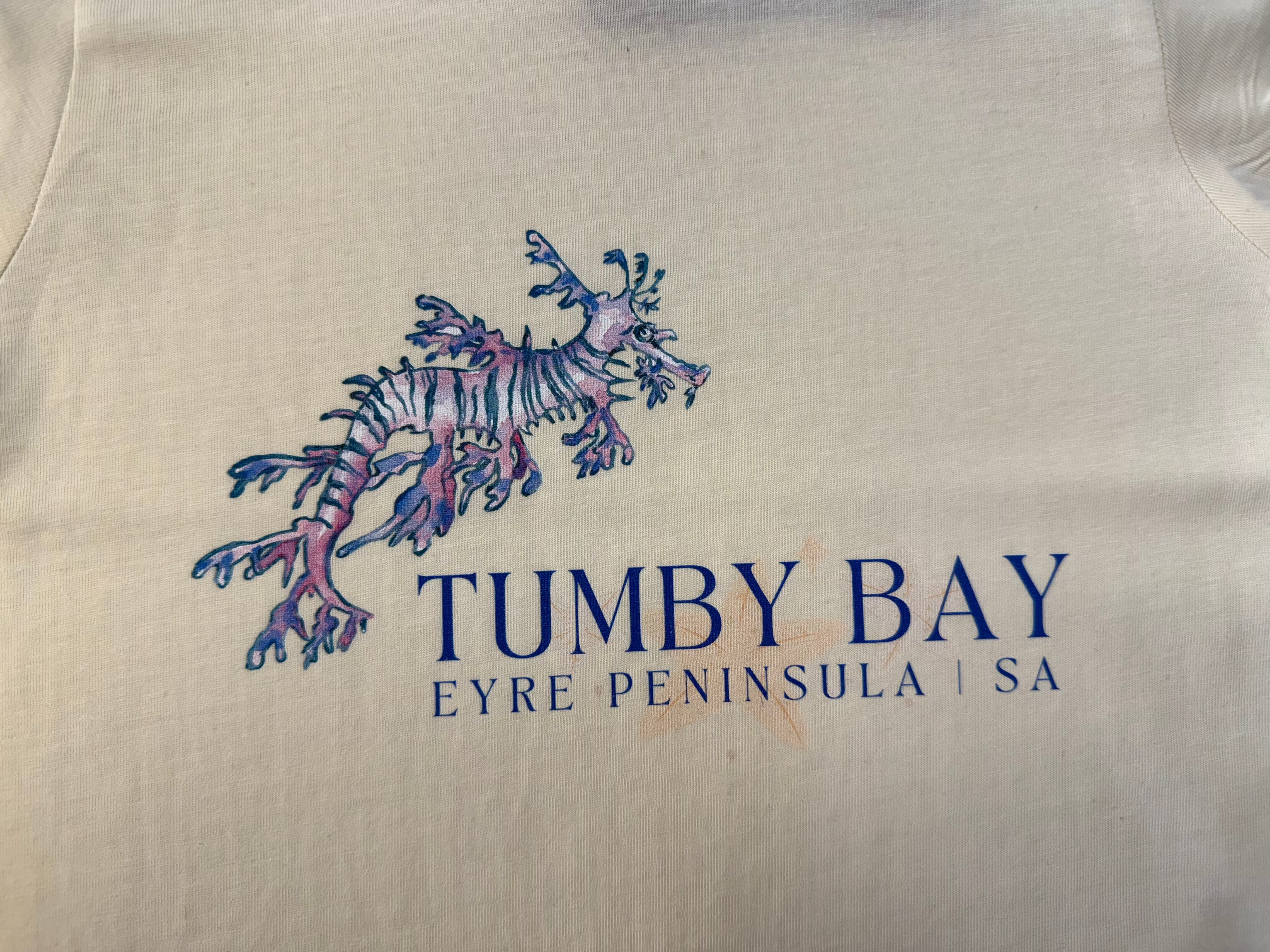 Tumby Bay Seahorse Tee Kids Ecru Cute Casual TBCWTK‑2