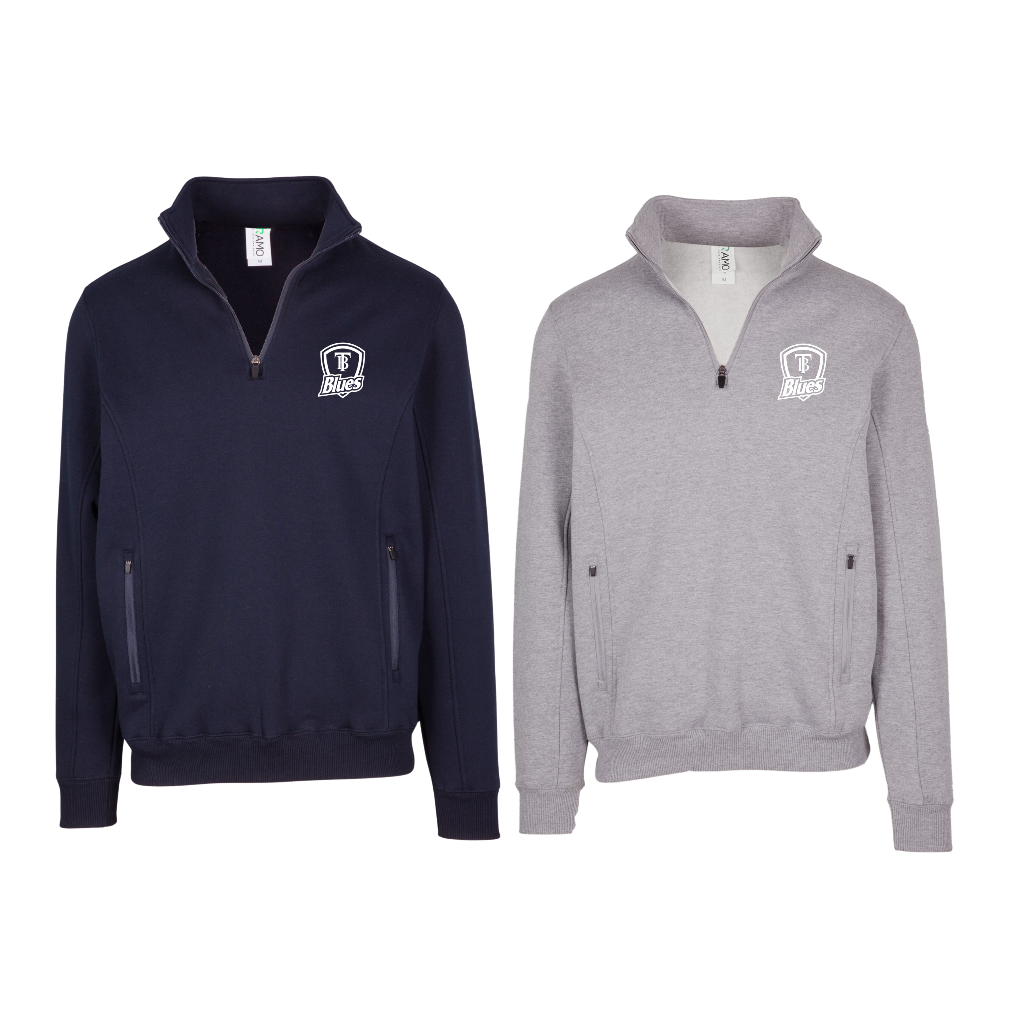 Tumby Bay Blues Mens / Unisex Navy Grey Enterprise Half Zip Fleece Logo Embroidered F365HZ