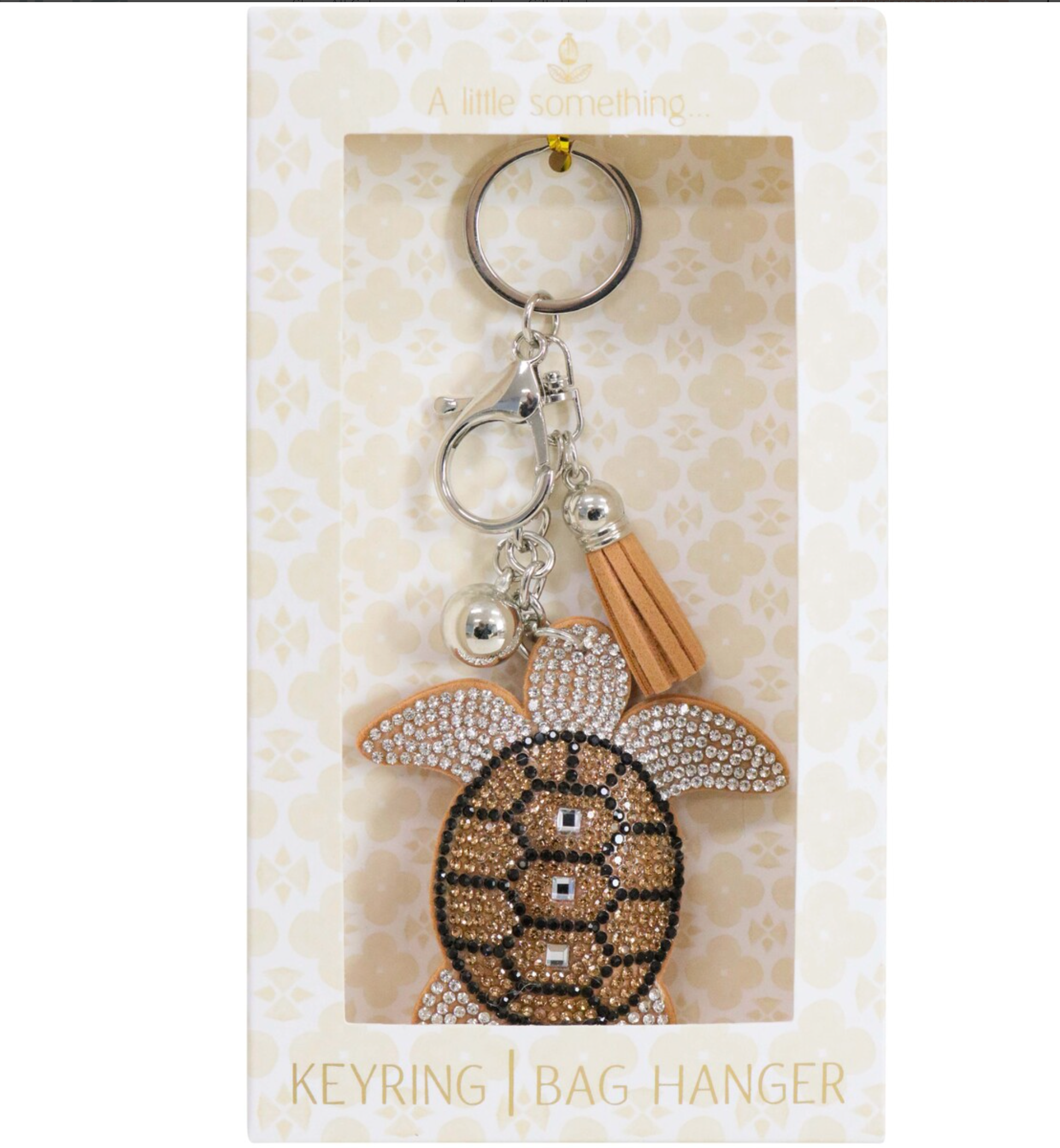 Keyring Bag Hanger Turtle sparkling with rhinestones