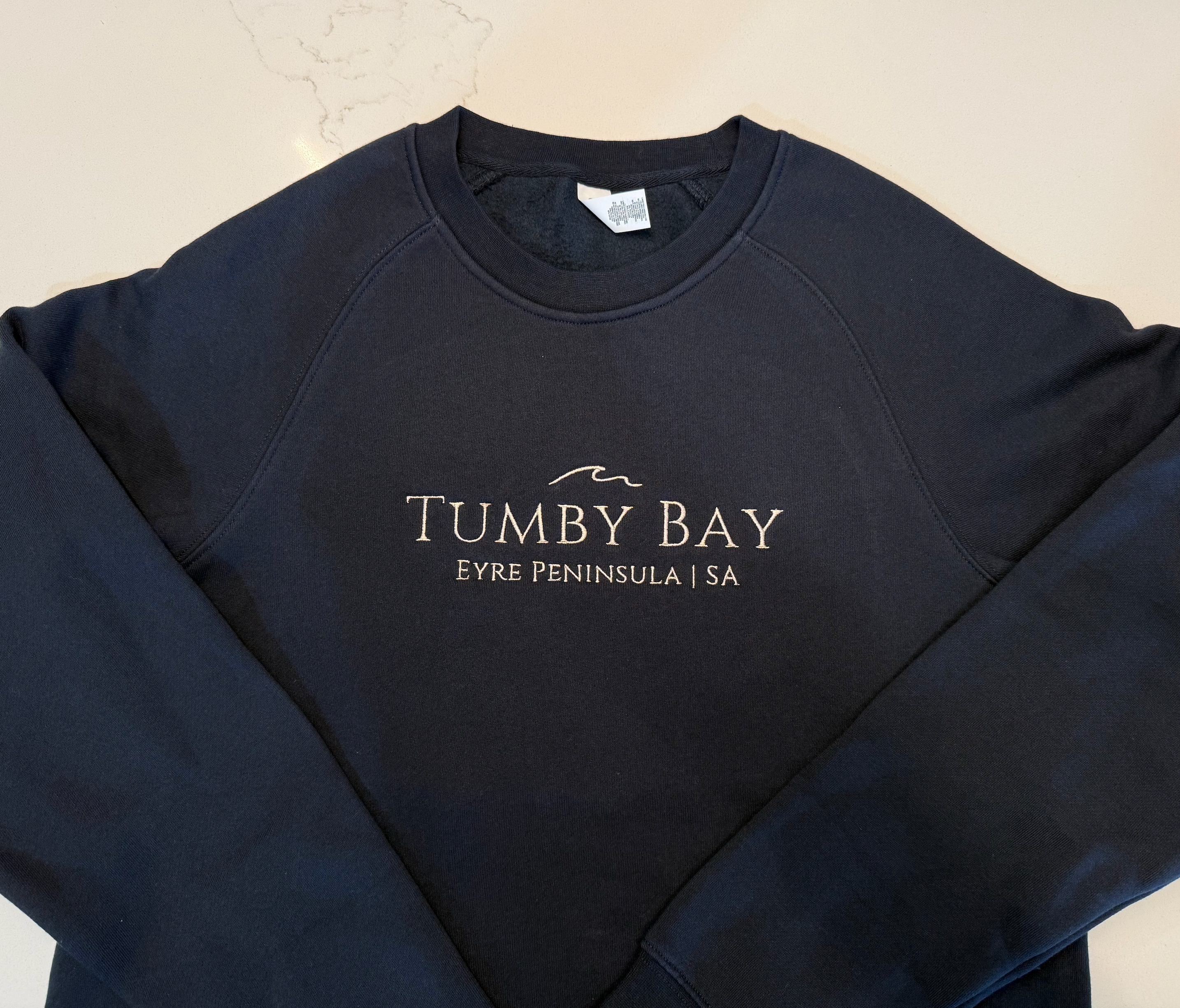 Tumby Bay Core Crew Wave embroidered Jumper Unisex Navy