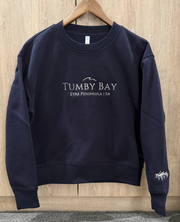 Tumby Bay Leafy Sea Dragon Embroidered Wave Women's Navy Relaxed Crew Jumper