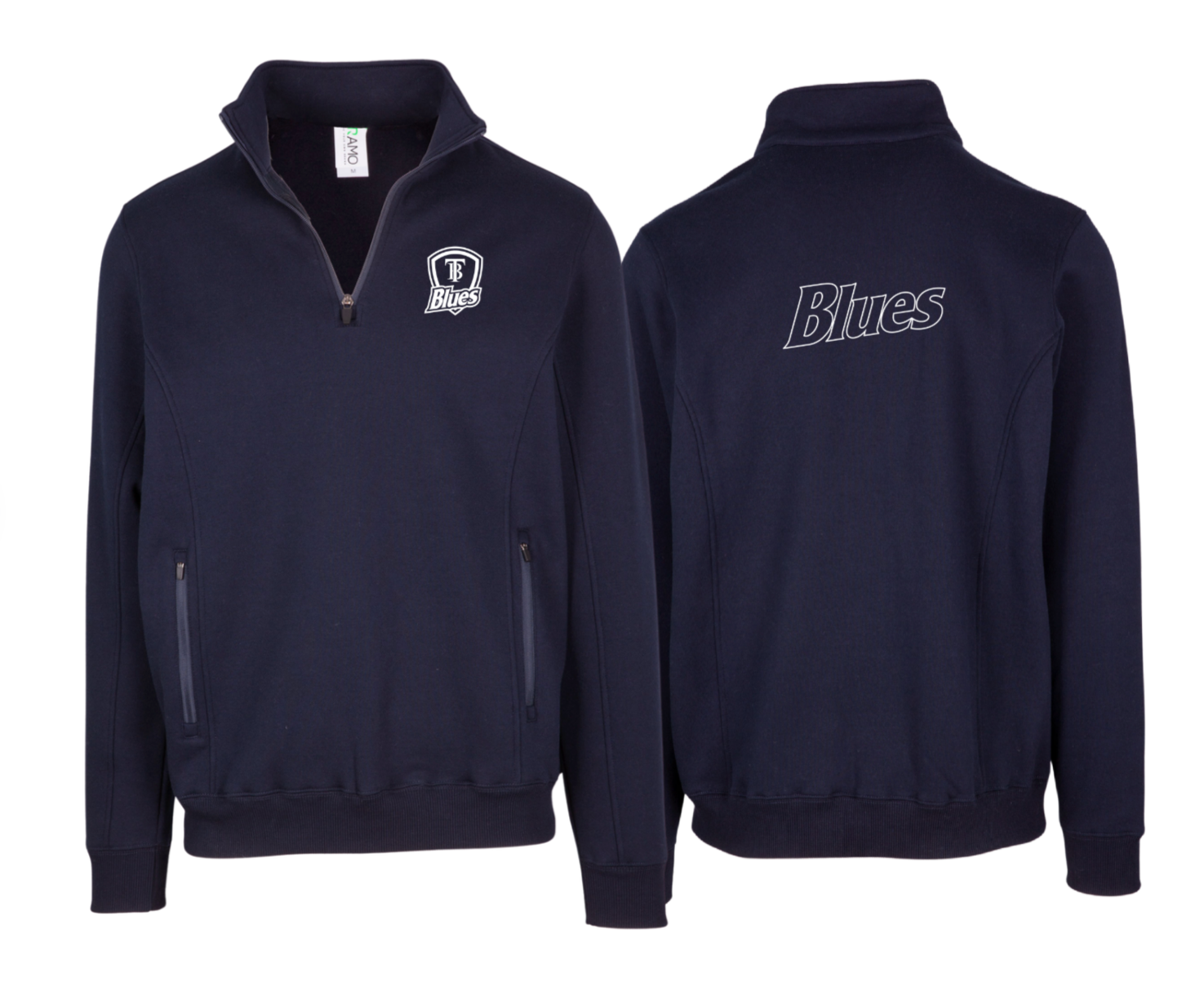 Tumby Bay Blues Mens / Unisex Navy Enterprise Half Zip Fleece Front and Back Logo Embroidered F365HZ