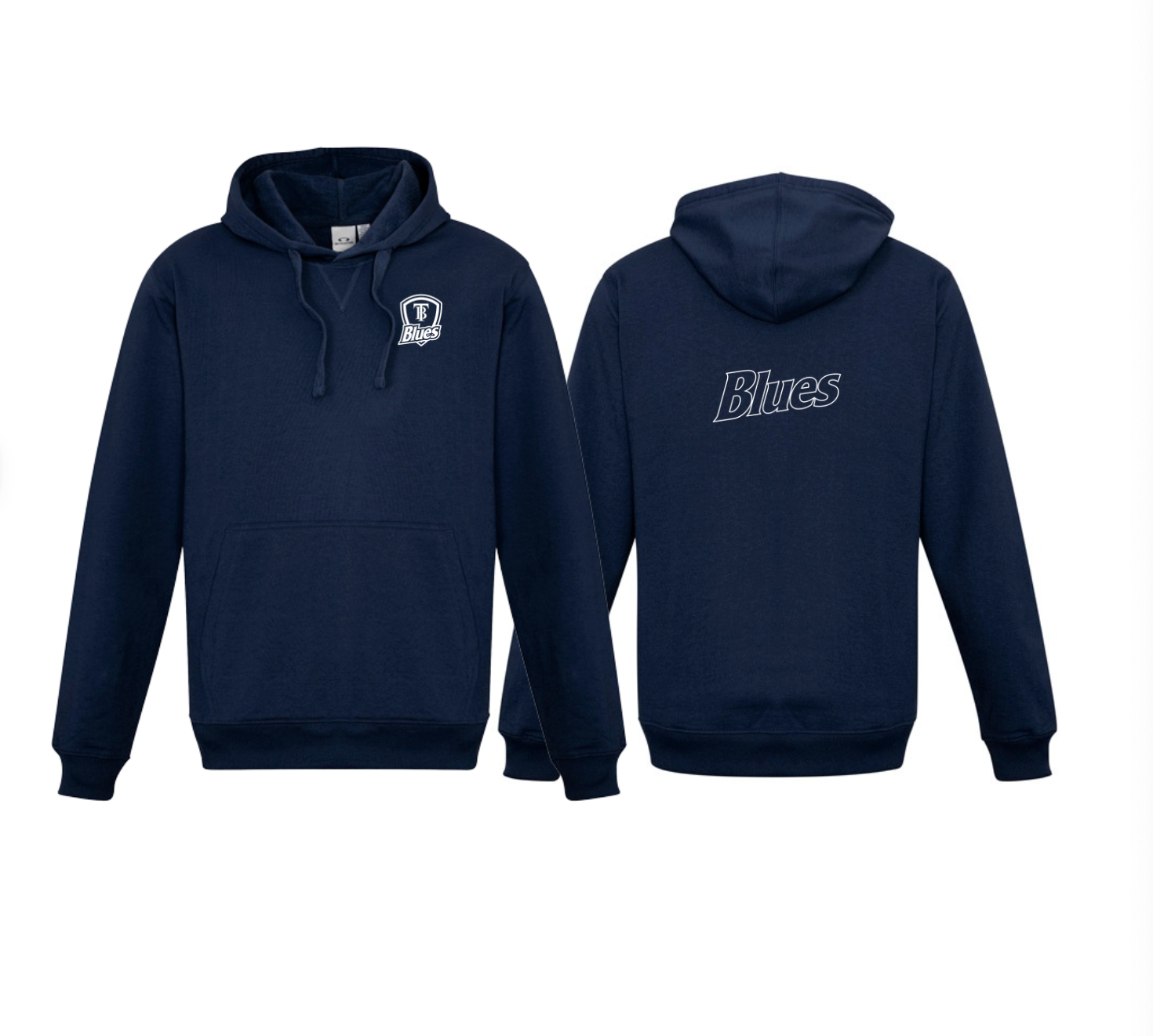 Tumby Bay Blues Kids Navy Crew Hoodie Front and Back Logo Embroidered SW760K