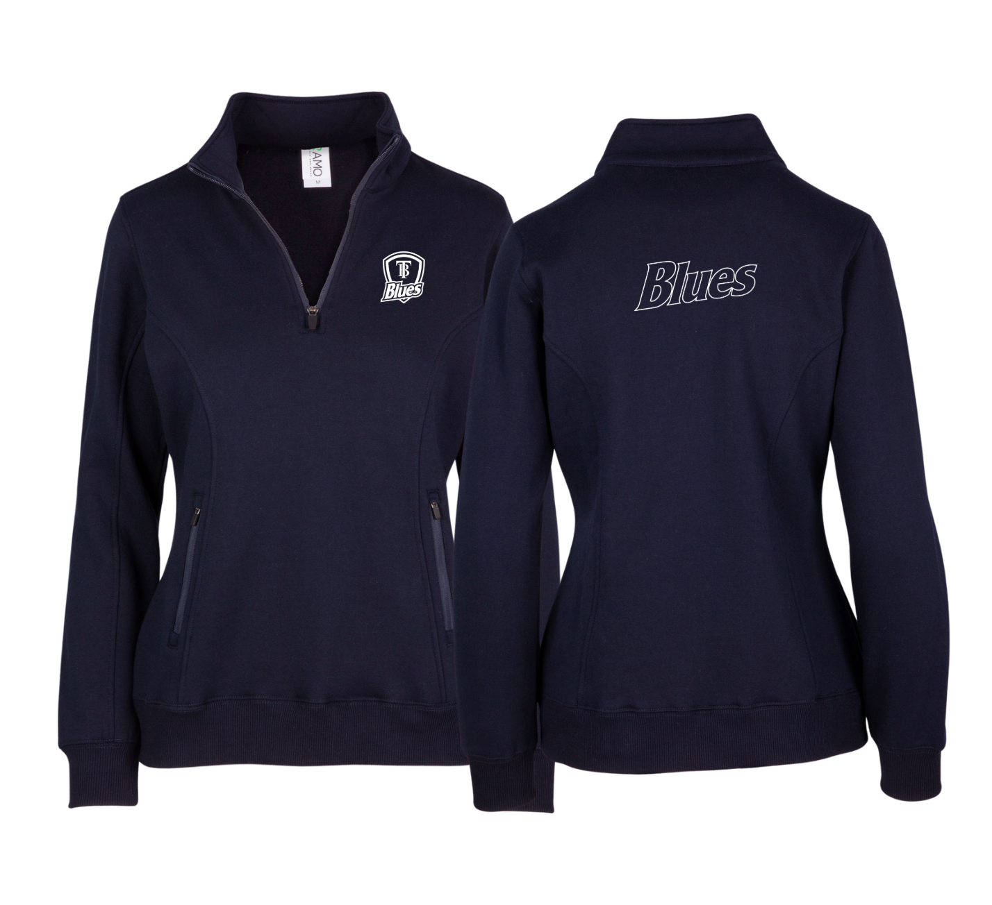 Tumby Bay Blues Ladies Navy Enterprise Half Zip Fleece Front and Back Logo Embroidered F365LD