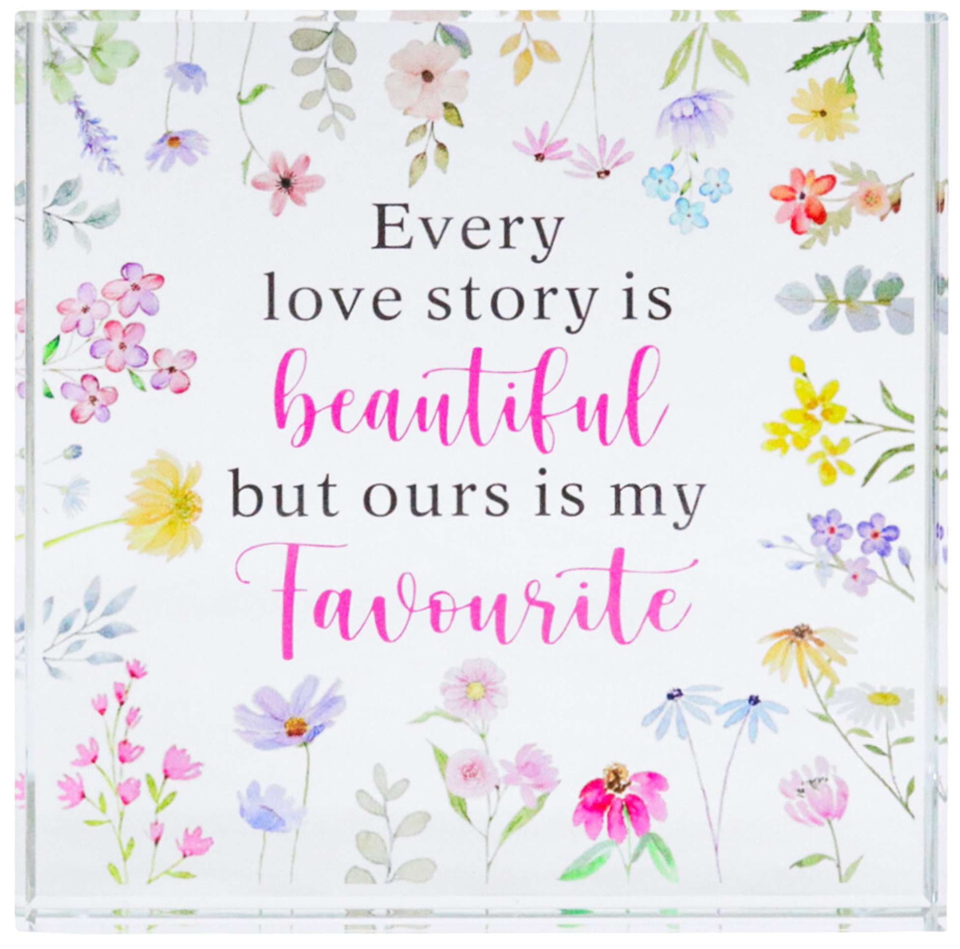 Crystal Glass Plaque Love Story heartfelt message gift Size: 10x10xcm
