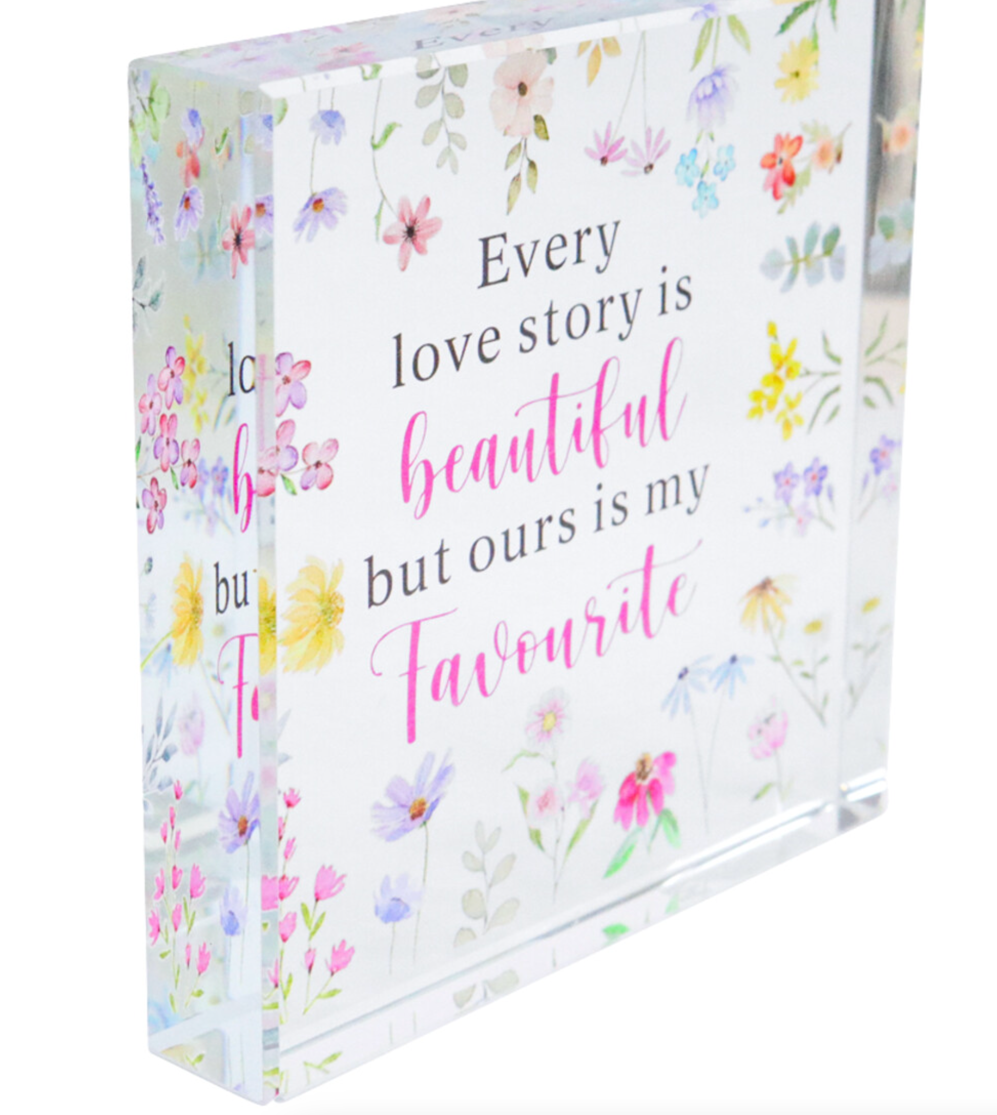 Crystal Glass Plaque Love Story heartfelt message gift Size: 10x10xcm