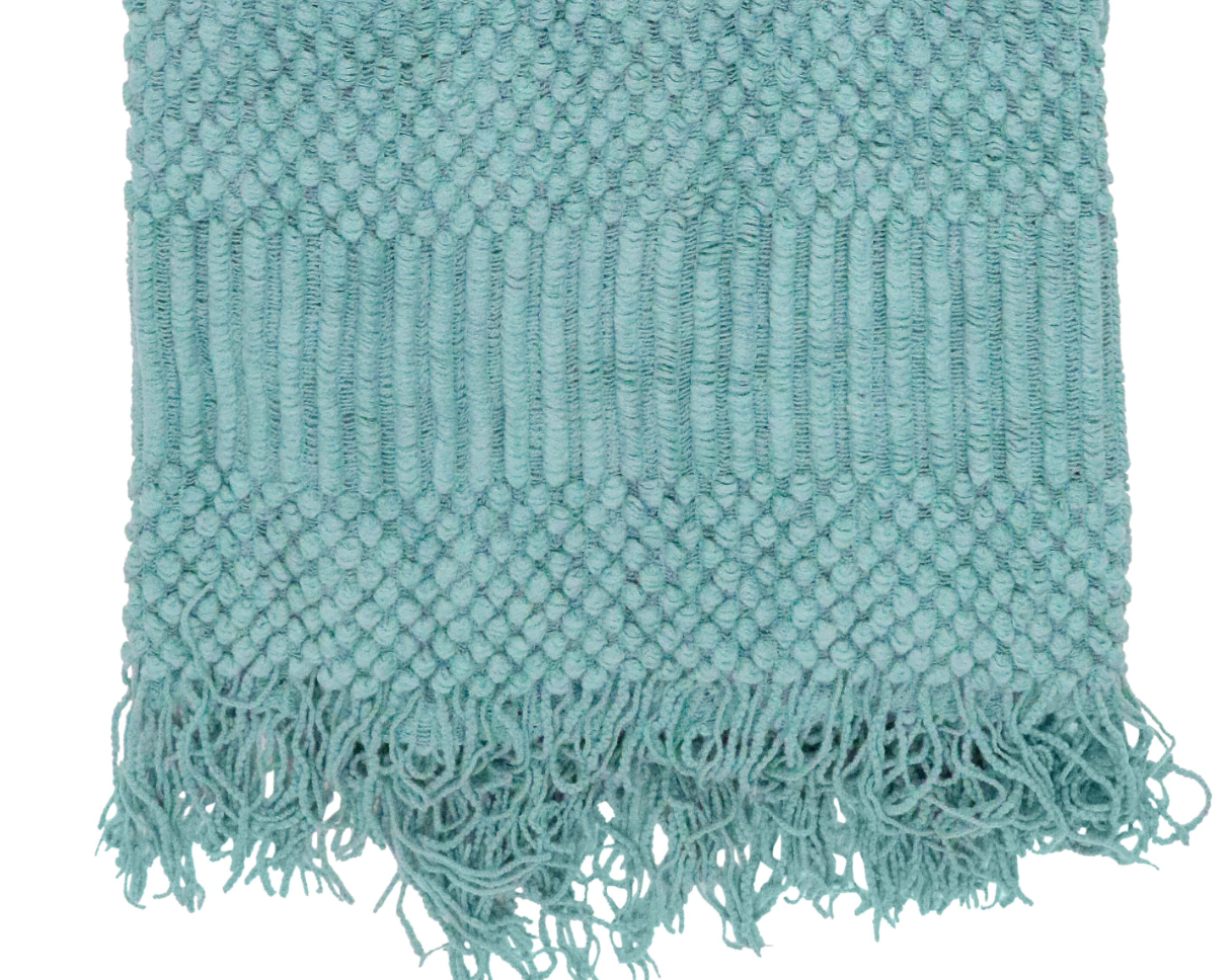 Throw Shell Stone woven texture Rug blue shade blanket 160x140cm