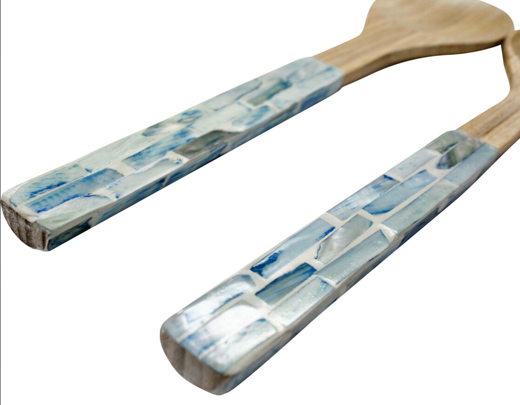 LaVida Soft Blue Bamboo Servers S/2 Elegant Dining Accent EH9332‑1