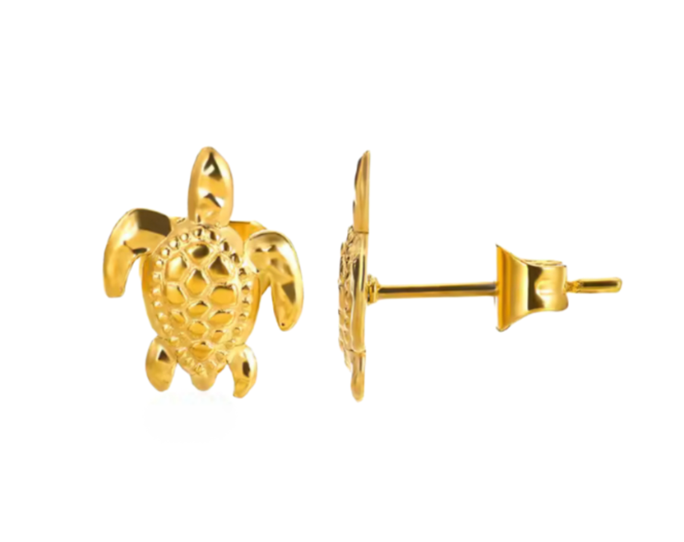 Sea Soul Home Turtle Studs Earrings Stainless Steel Gold Plated PVD