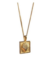 Sea Soul Clam Charm Necklace Square Pendant Necklace PVD Gold Stainless Steel
