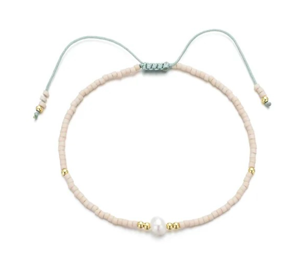 Sea Soul freshwater pearl Bracelet Handmade with the highest quality Japanese Miyuki beads & the softest of silk thread. Fully adjustable to 29cm long.