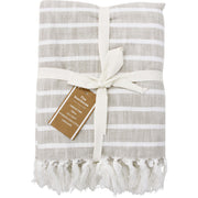 Throw Harbour Stripe Dune Blanket 120x150cm 100% Cotton Coastal Rug Gift