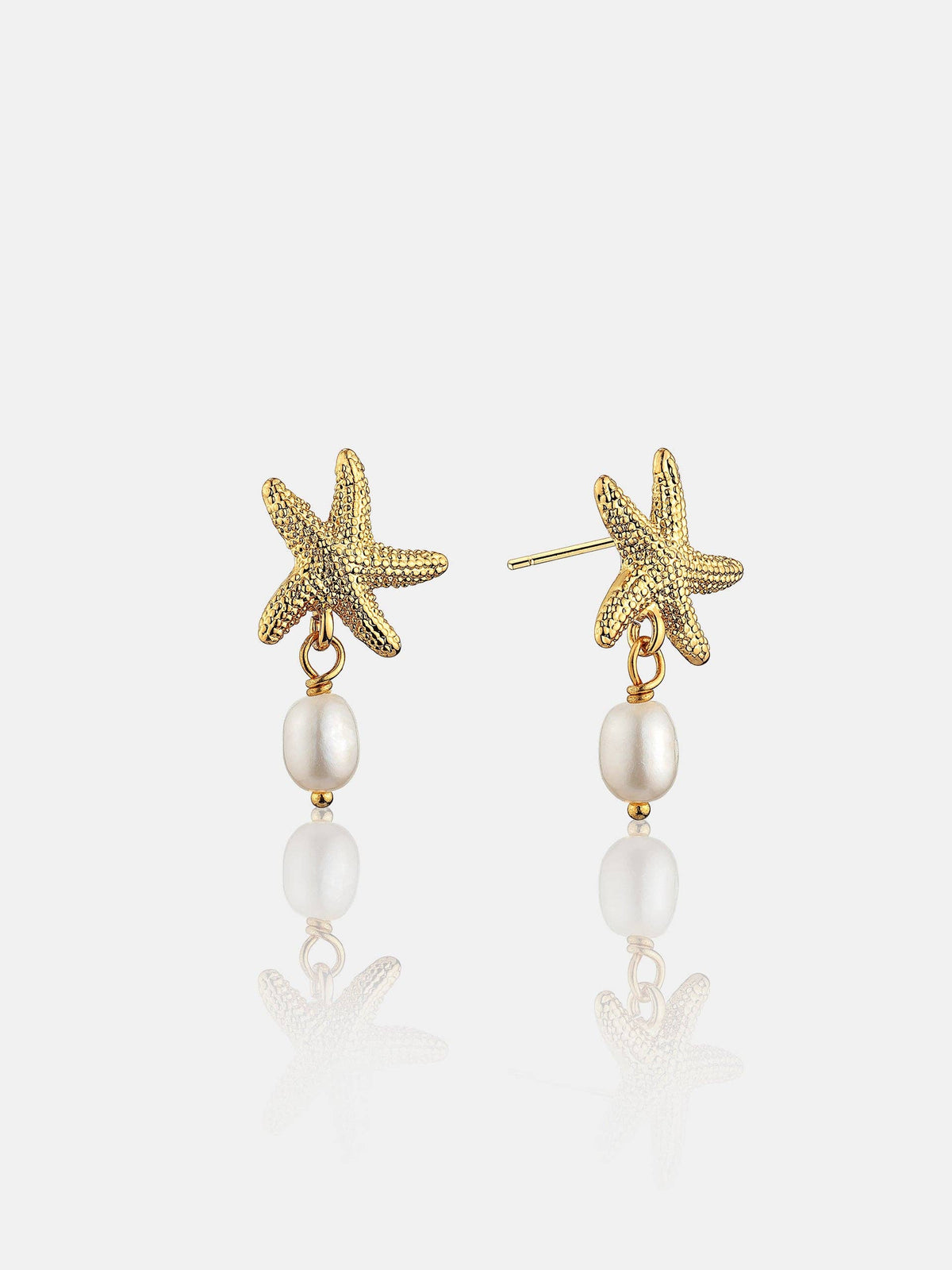 Starfish Pearl 18K Gold Plated Earrings Coastal Beach Gift 18K Fine Gold Plating on Brass Base