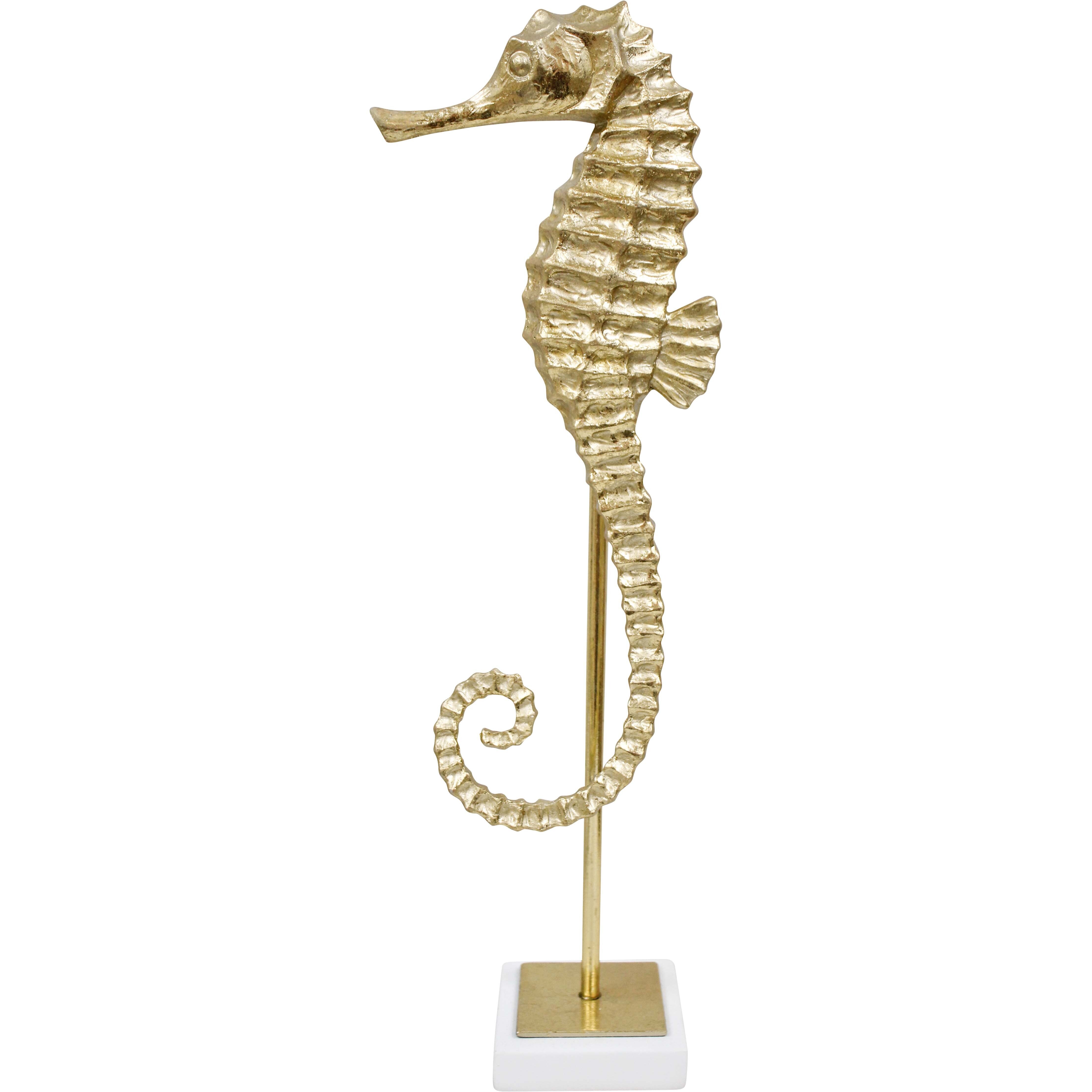 Lrg Seahorse Decorative Gold resin metal 12x8x42.5cm Coastal contemporary Gift