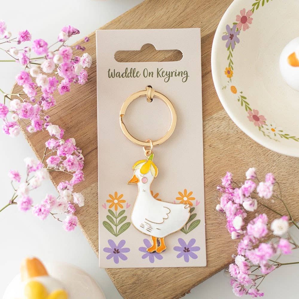 Waddle On Duck Gold Keyring Add to your keys or bag fun gift