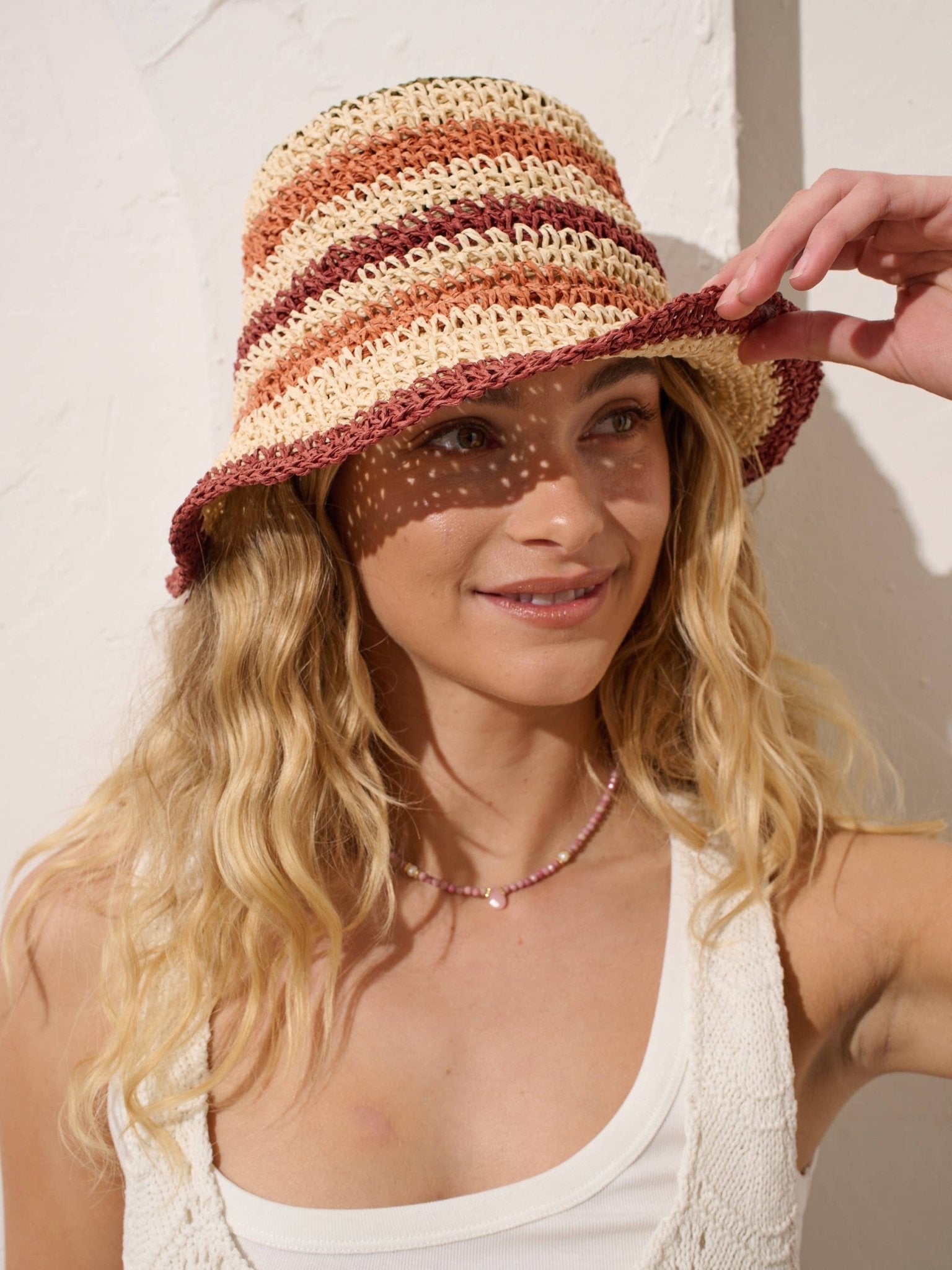 Alana Striped Straw Bucket Hat - Land to Coast