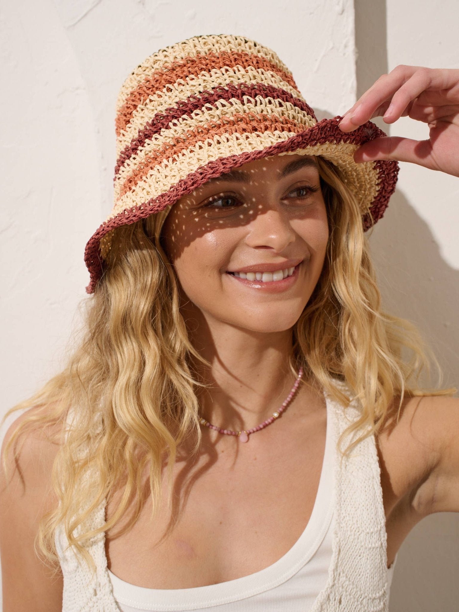 Alana Striped Straw Bucket Hat - Land to Coast