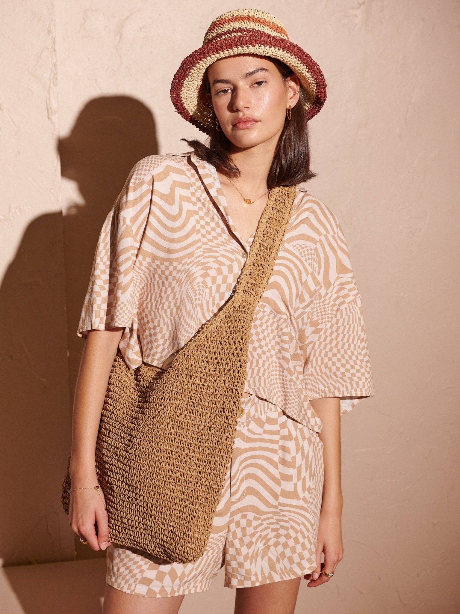 Alana Striped Straw Bucket Hat - Land to Coast