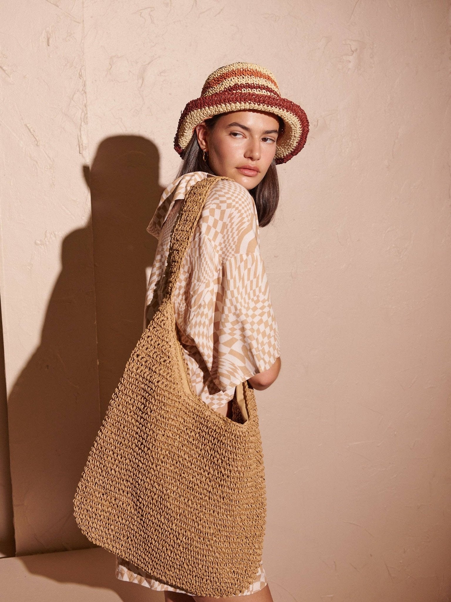 Alana Striped Straw Bucket Hat - Land to Coast