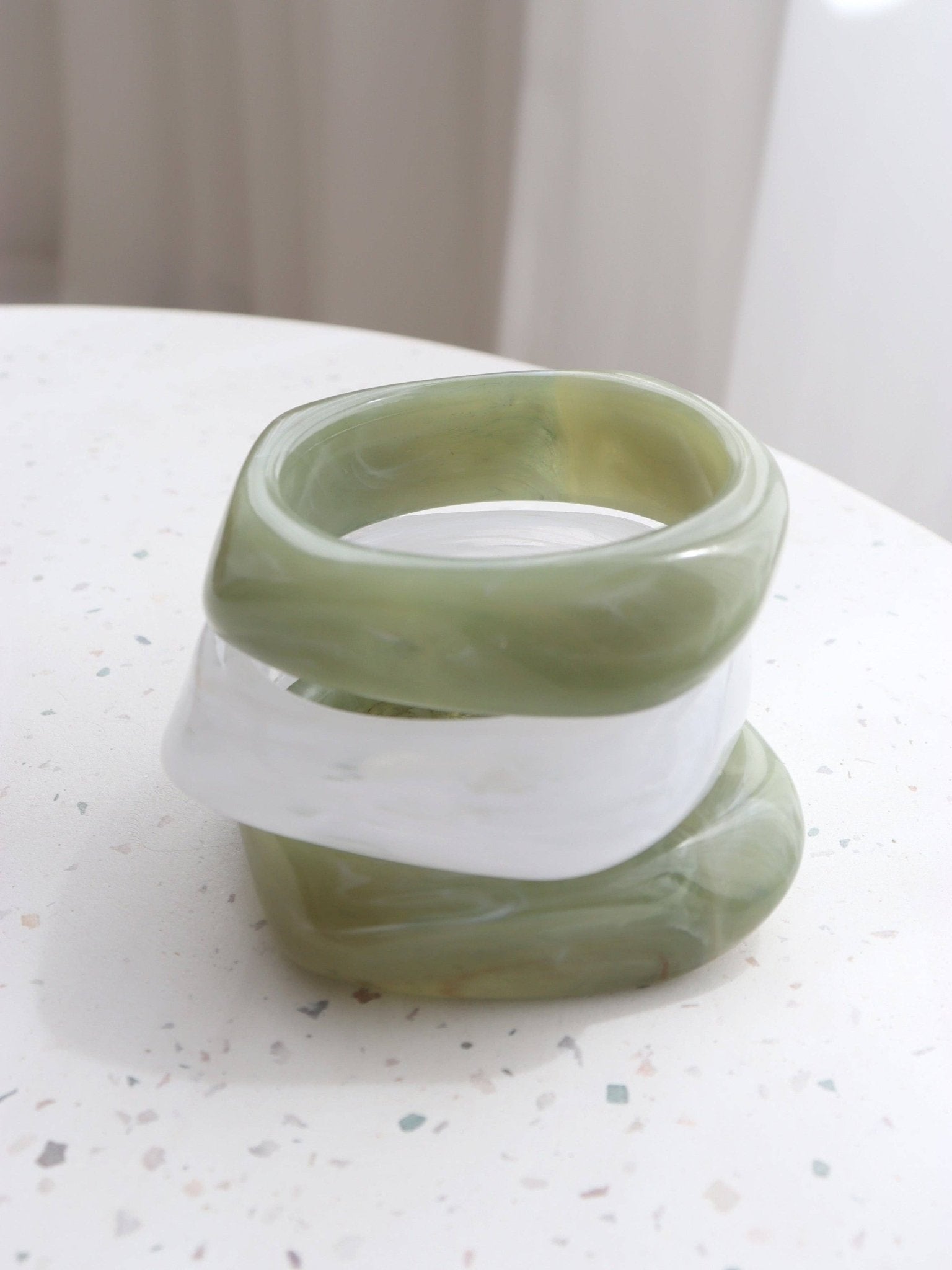 Angular Cuff Bangle in Sage - Land to Coast