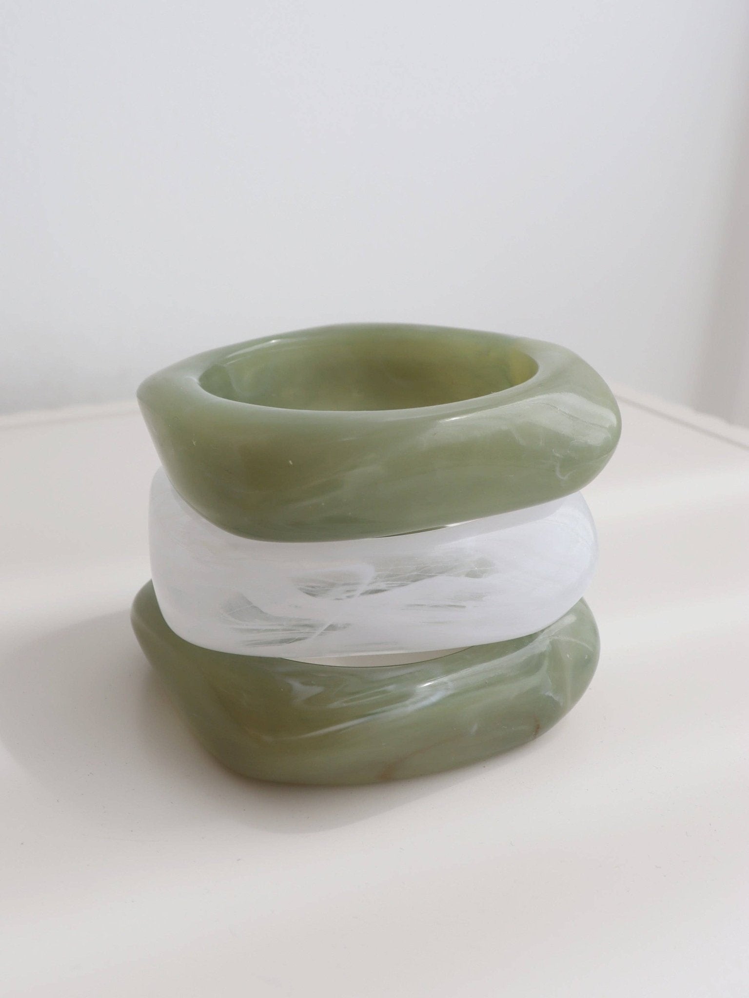 Angular Cuff Bangle in Sage - Land to Coast