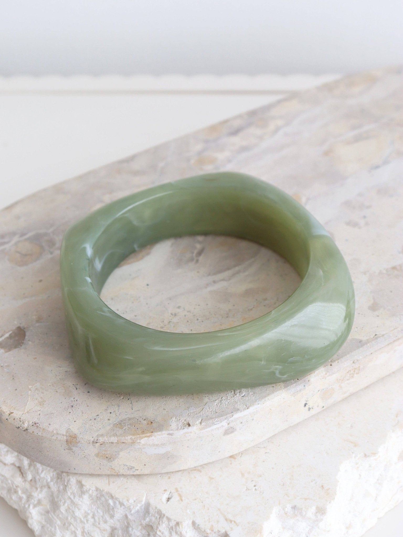 Angular Cuff Bangle in Sage - Land to Coast