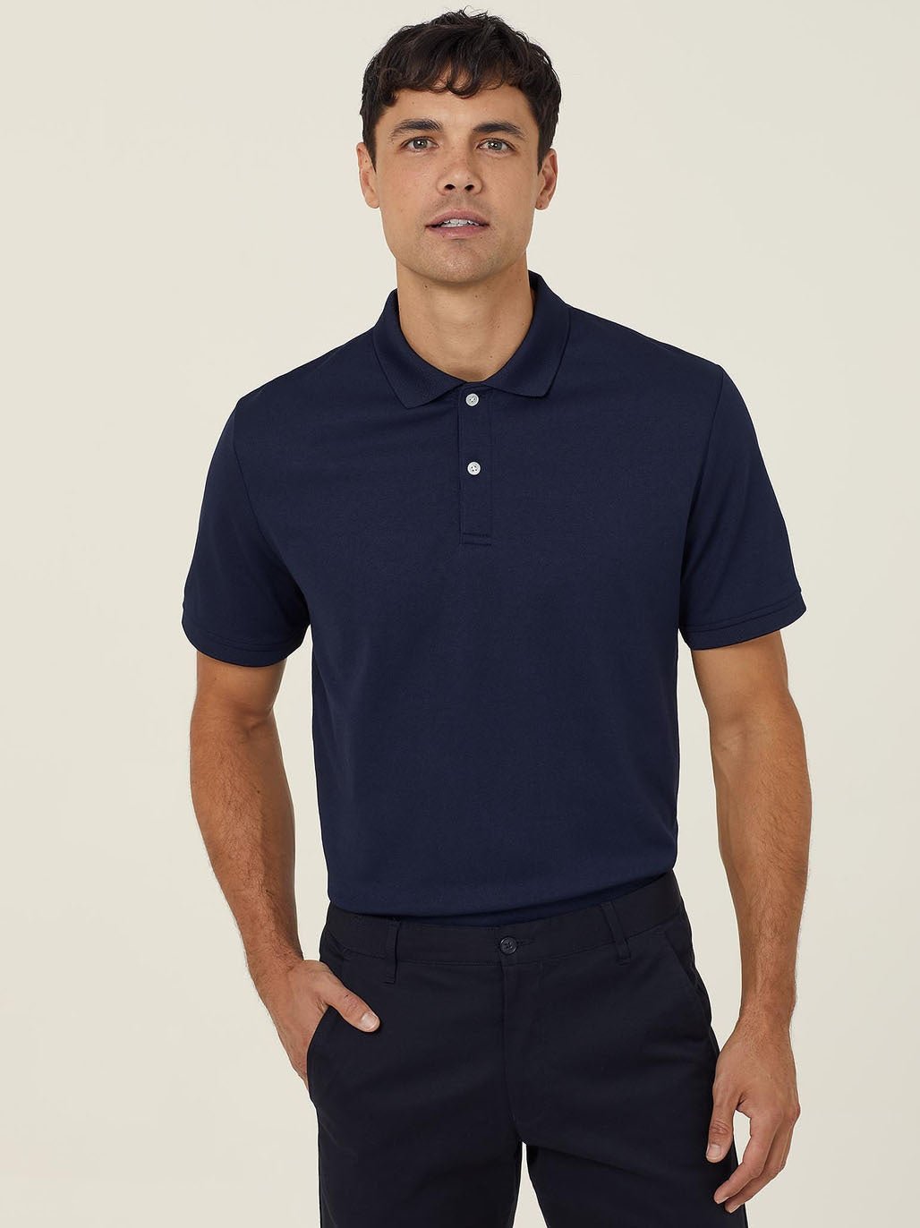 Antibacterial Polyface Short Sleeve Work Polo Navy CATJ2M - Land to Coast