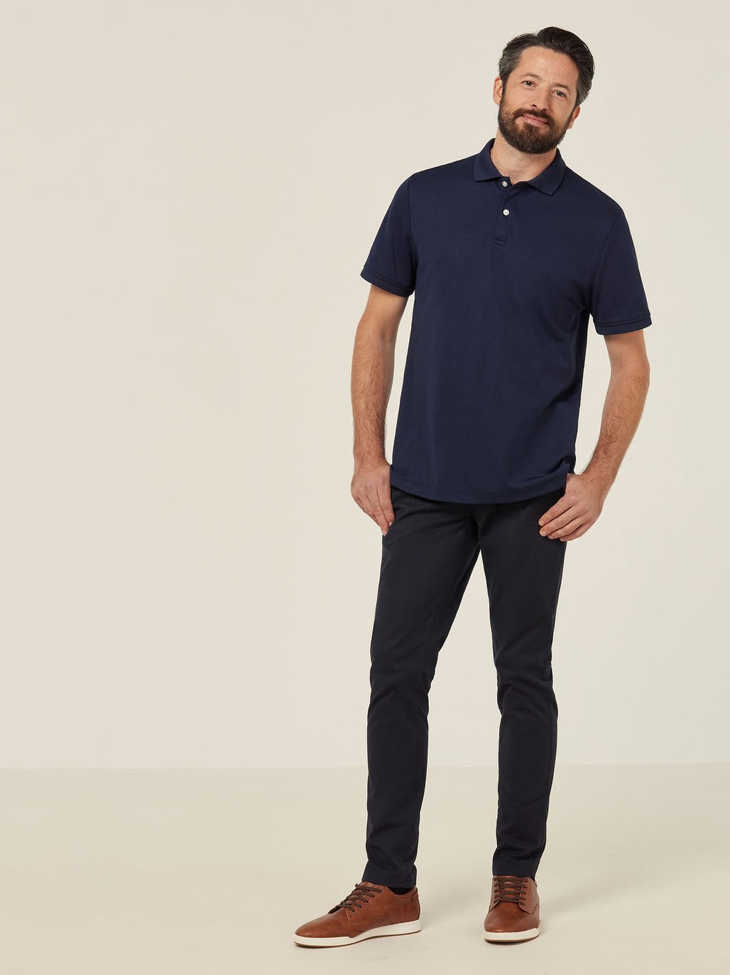 Antibacterial Polyface Short Sleeve Work Polo Navy CATJ2M - Land to Coast