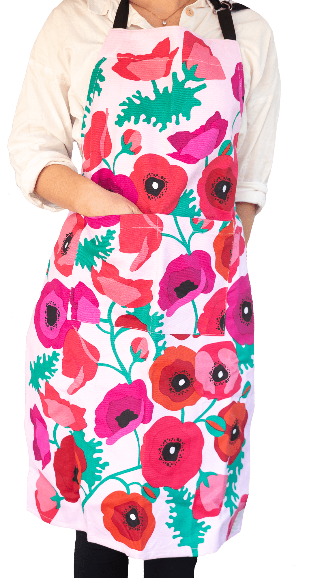 Apron (Heavy Drill) - Poppies - Land to Coast