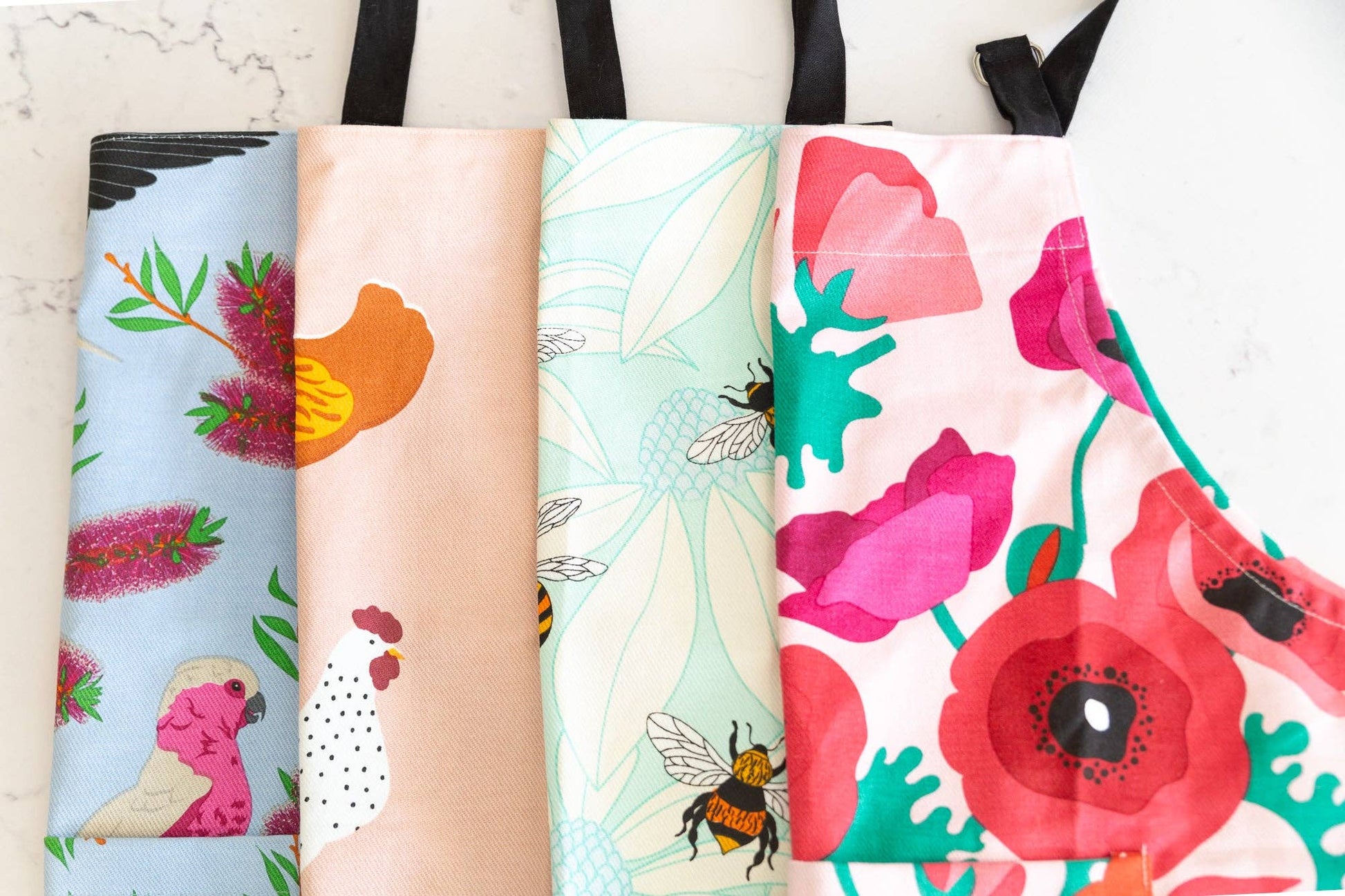 Apron (Heavy Drill) - Poppies - Land to Coast